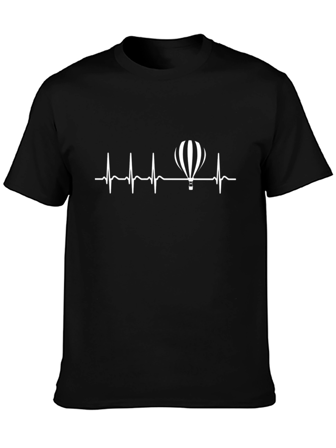 Black Heartbeat Hot Air Balloon T-Shirt - Black view 3