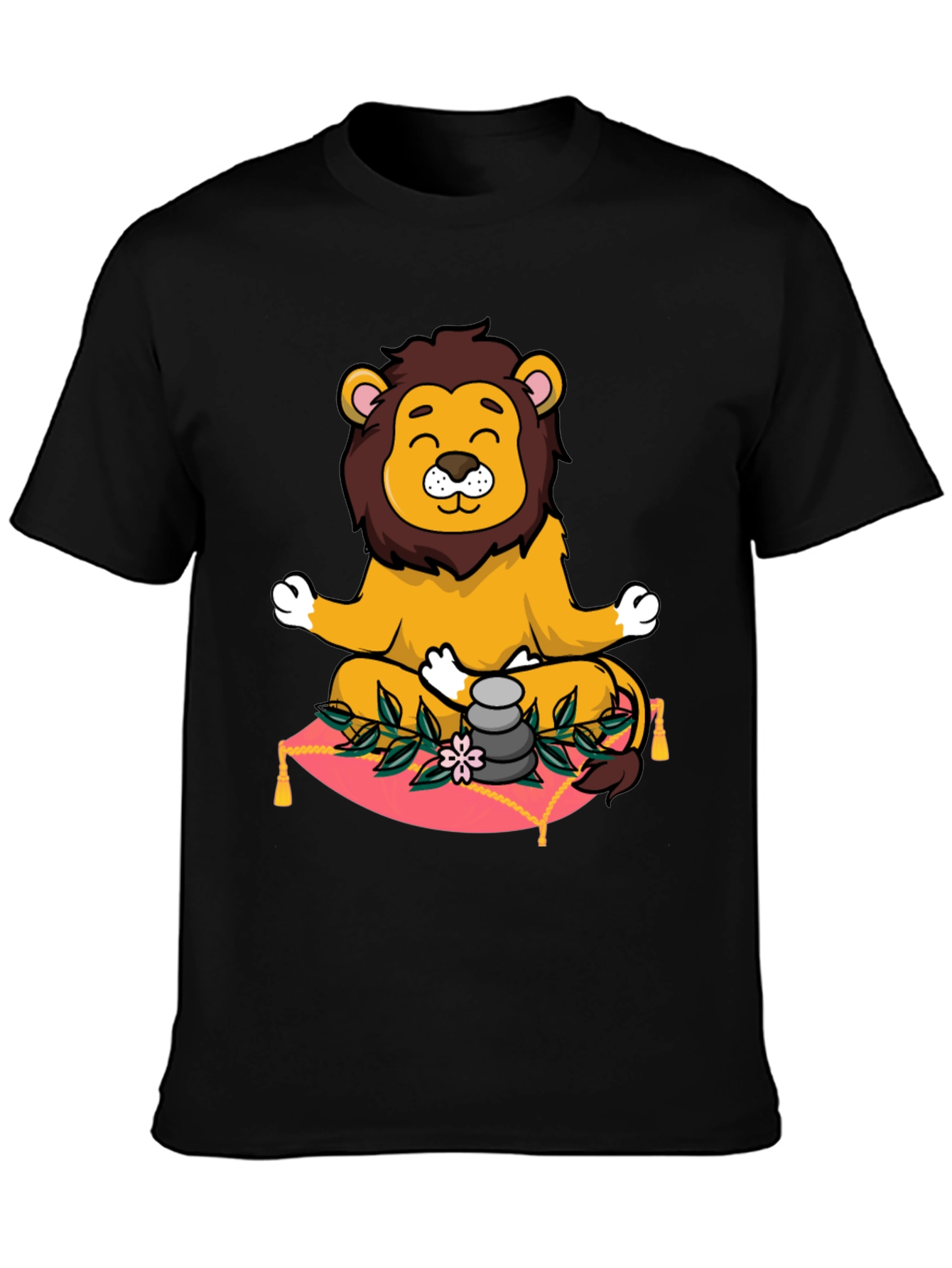 Black Zen Lion Meditation Graphic Tee view 3