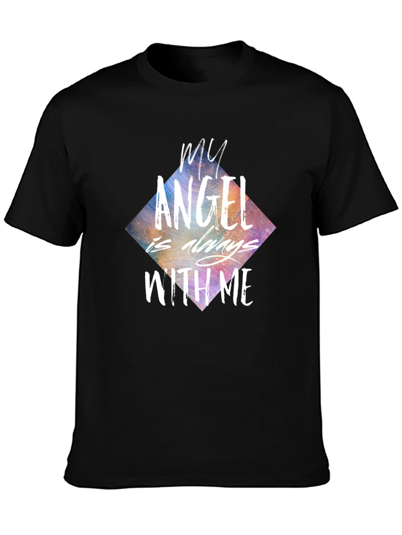 Black My Angel Is Always With Me Graphic Tee view 3