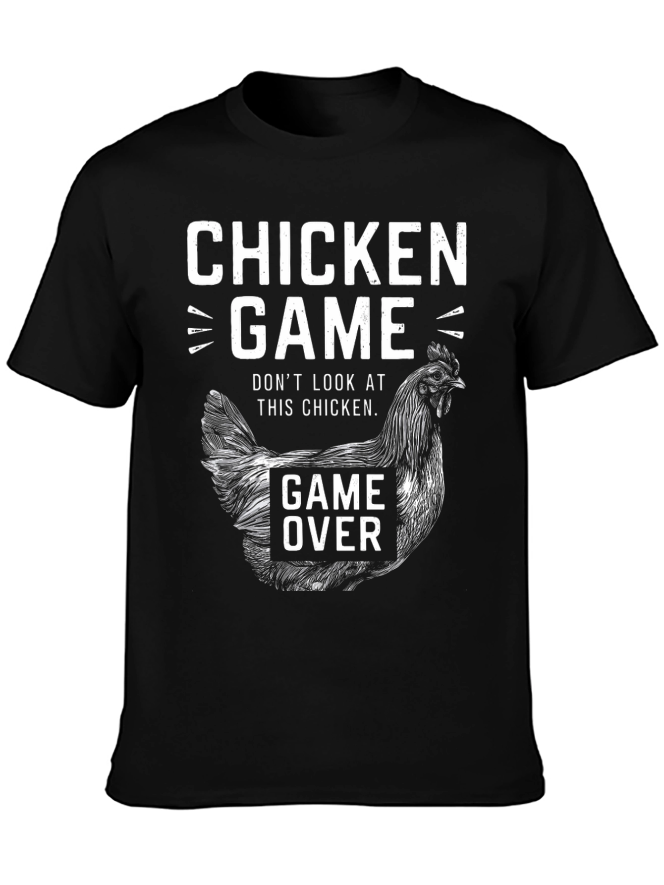 Black Chicken Game T-Shirt - Don't Look at This Chicken! view 3