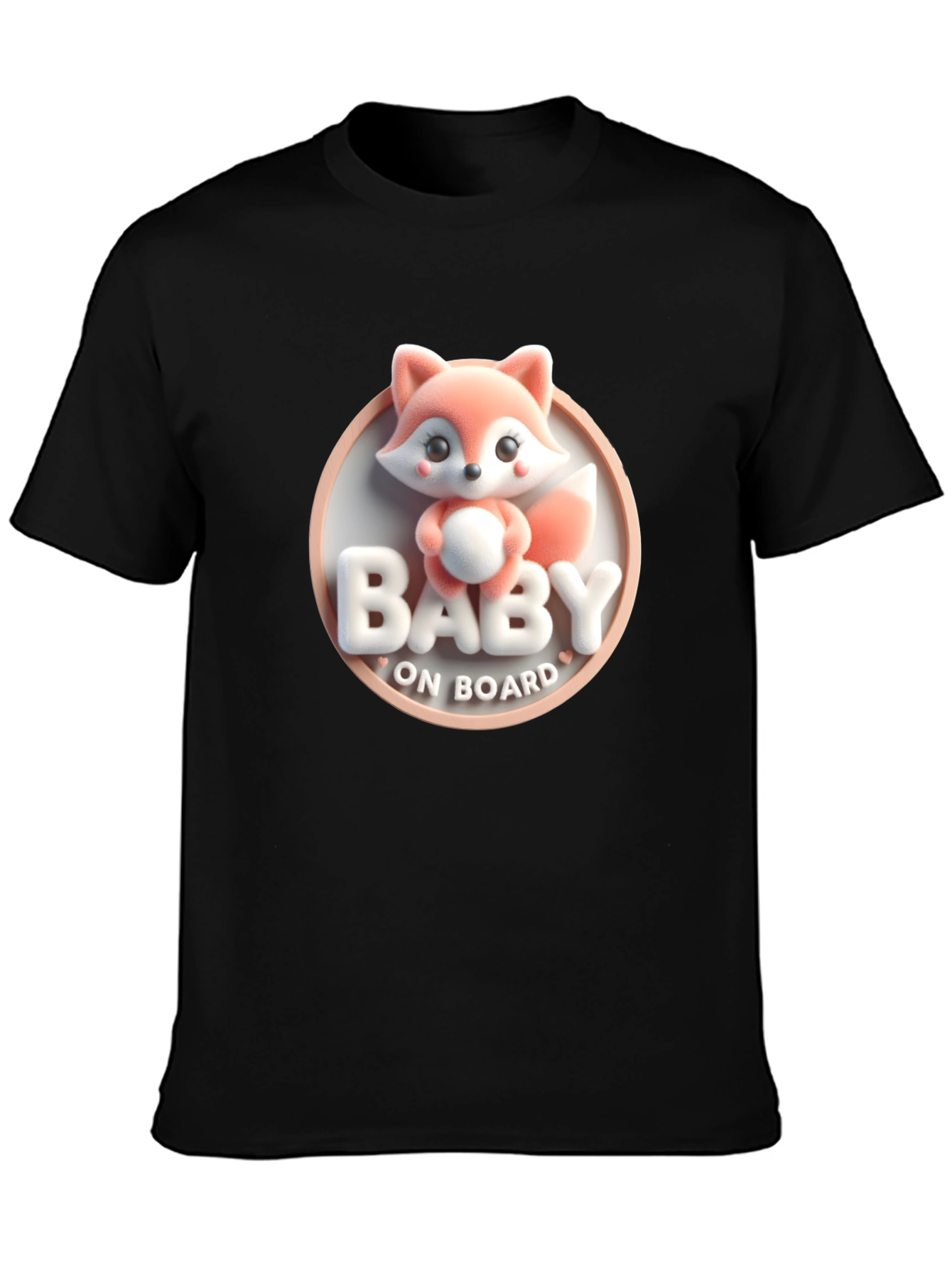 Black Baby On Board Cute Fox T-Shirt view 3