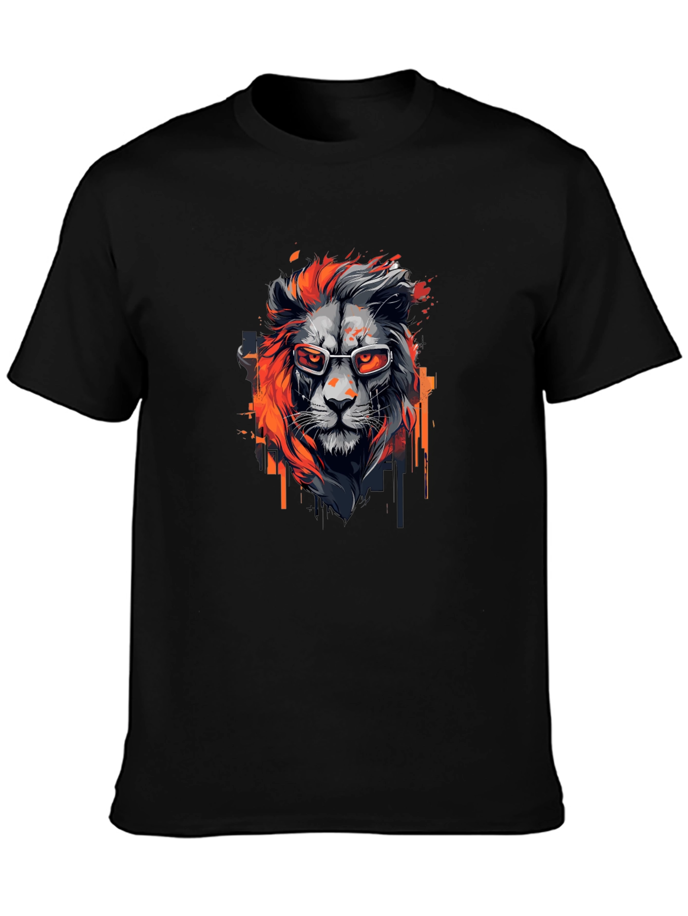 Black Cool Lion Graphic Tee - Black view 3