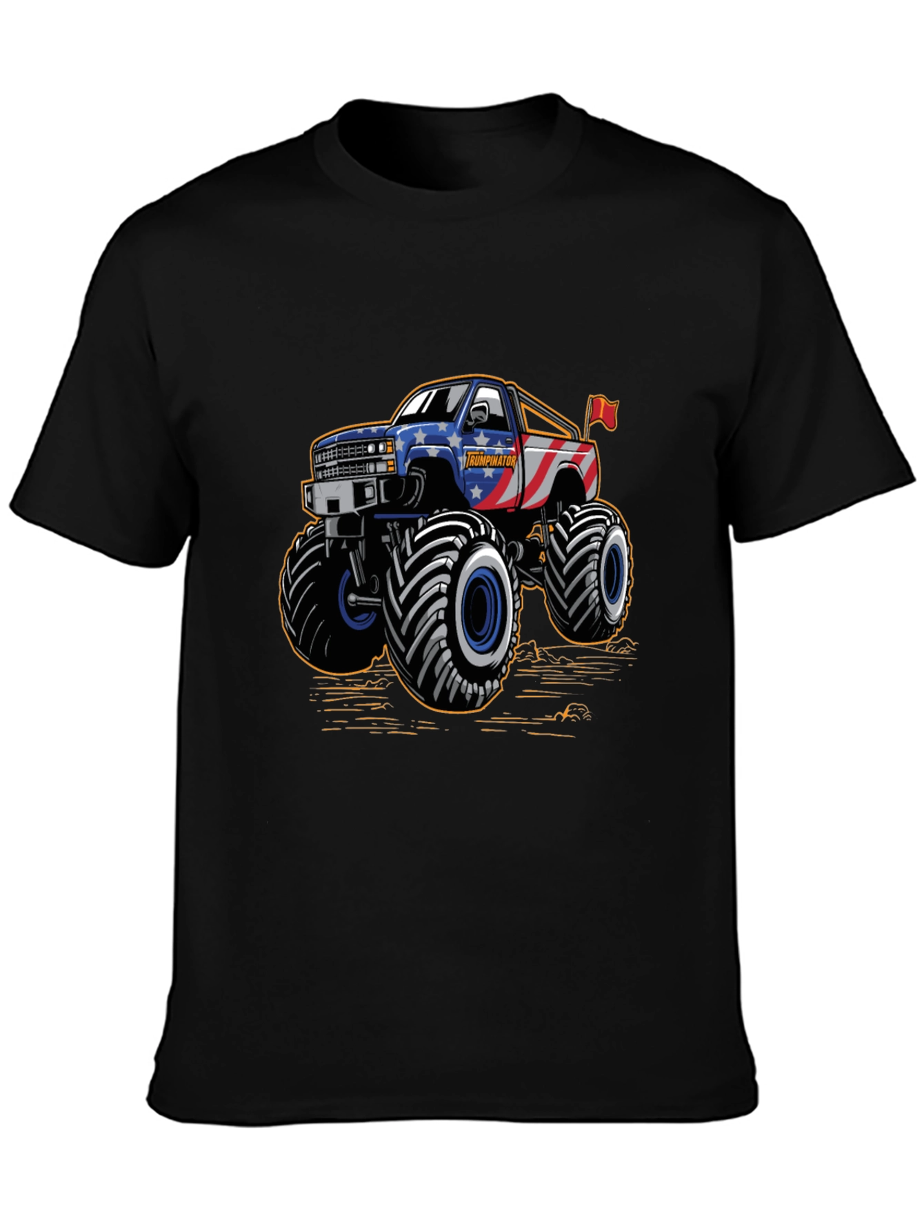 Black Monster Truck Tee - Patriotic USA Design view 3
