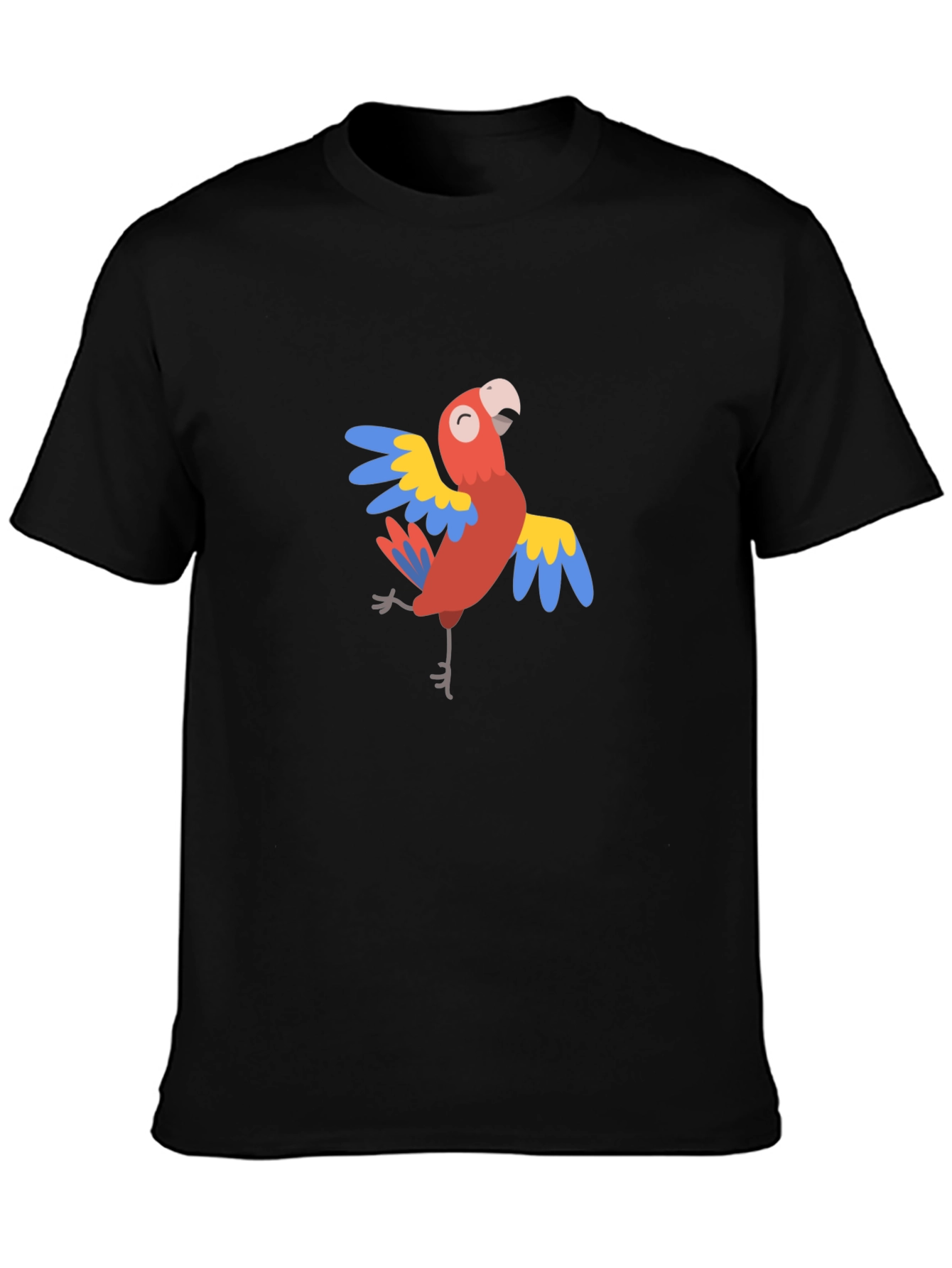 Black Parrot Graphic Print Men's T-Shirt view 3
