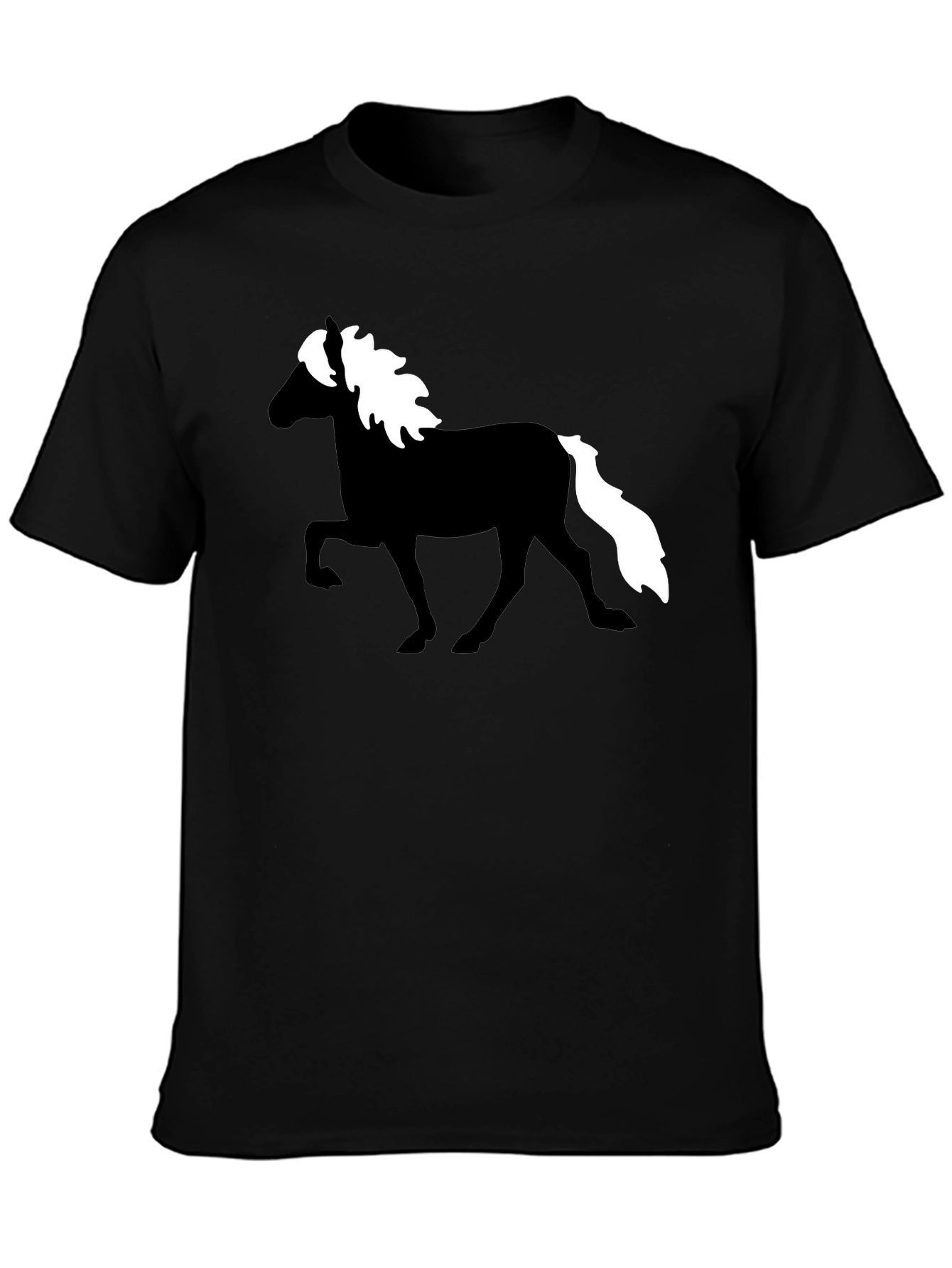 Black Horse Silhouette Graphic Tee - Black Cotton T-Shirt view 3