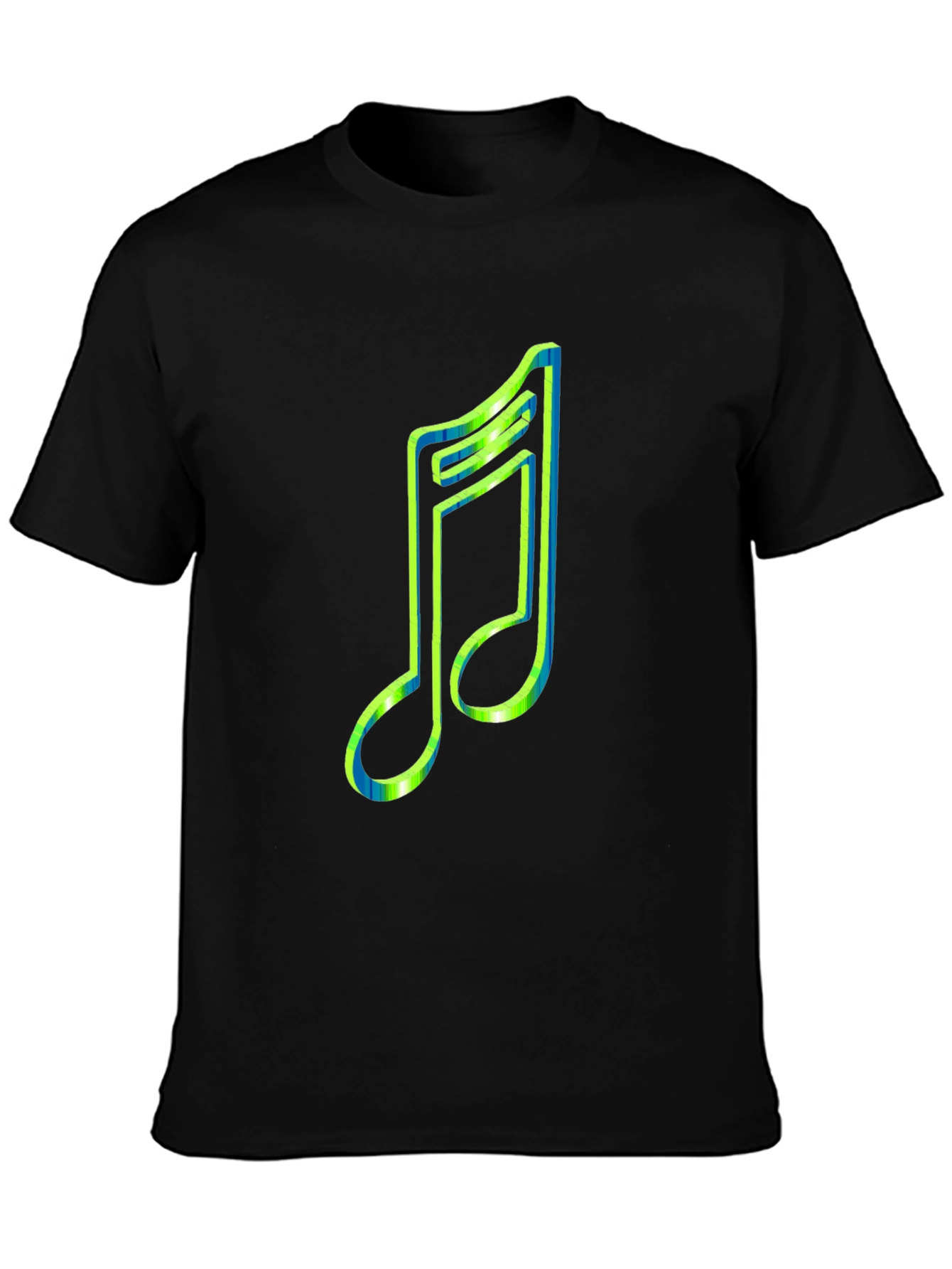 Black Neon Music Note Graphic Tee - Stylish Black T-Shirt view 3