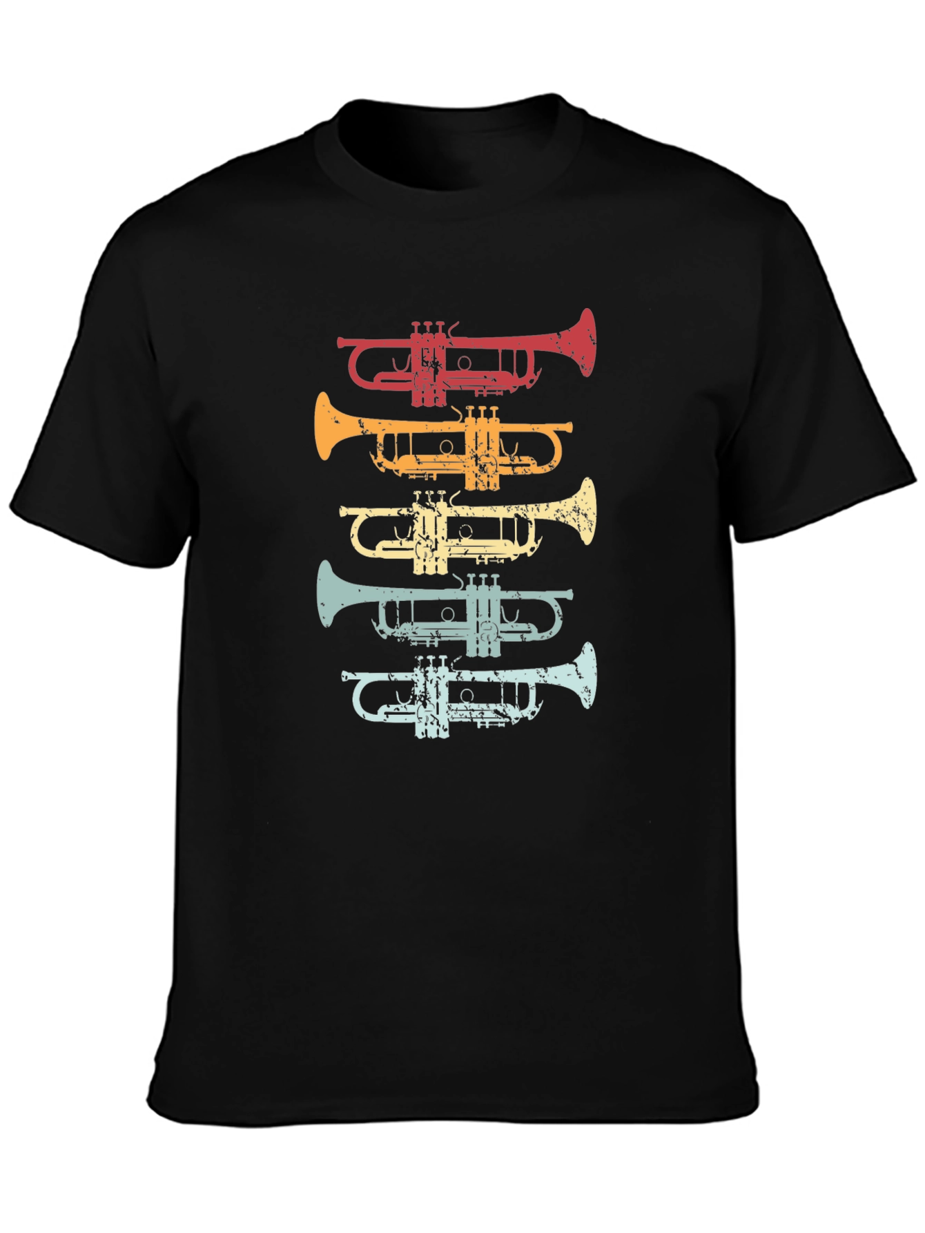 Black Retro Trumpet Graphic Tee - Musical Instrument T-Shirt view 3