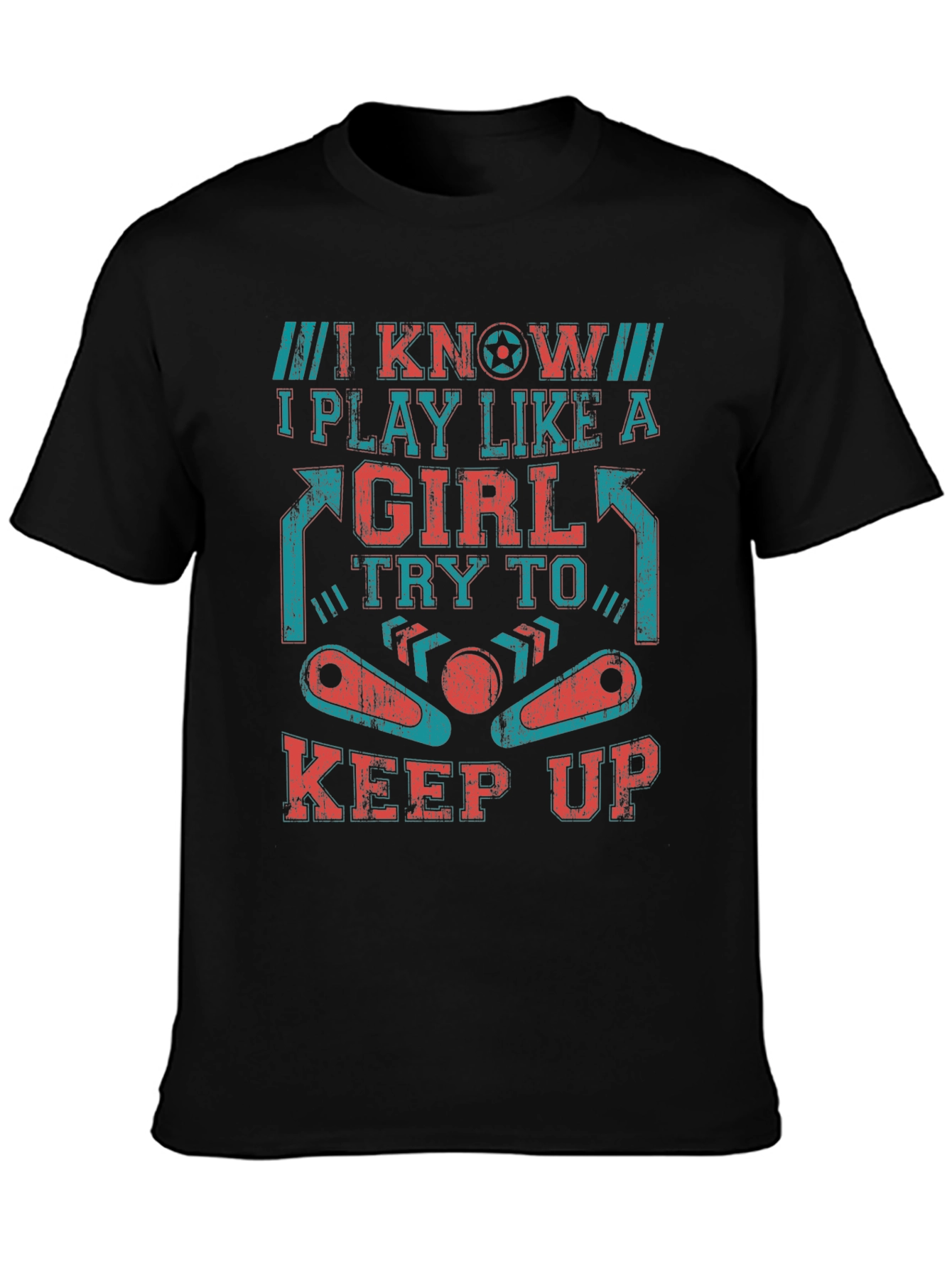 Black I Know I Play Like A Girl Pinball T-Shirt view 3