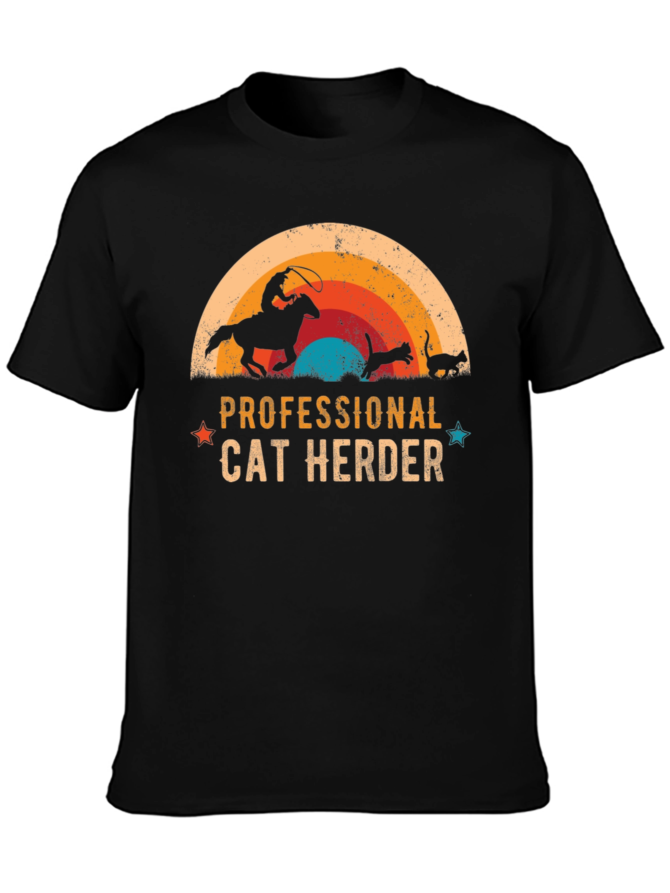 Black Professional Cat Herder Graphic Tee view 3