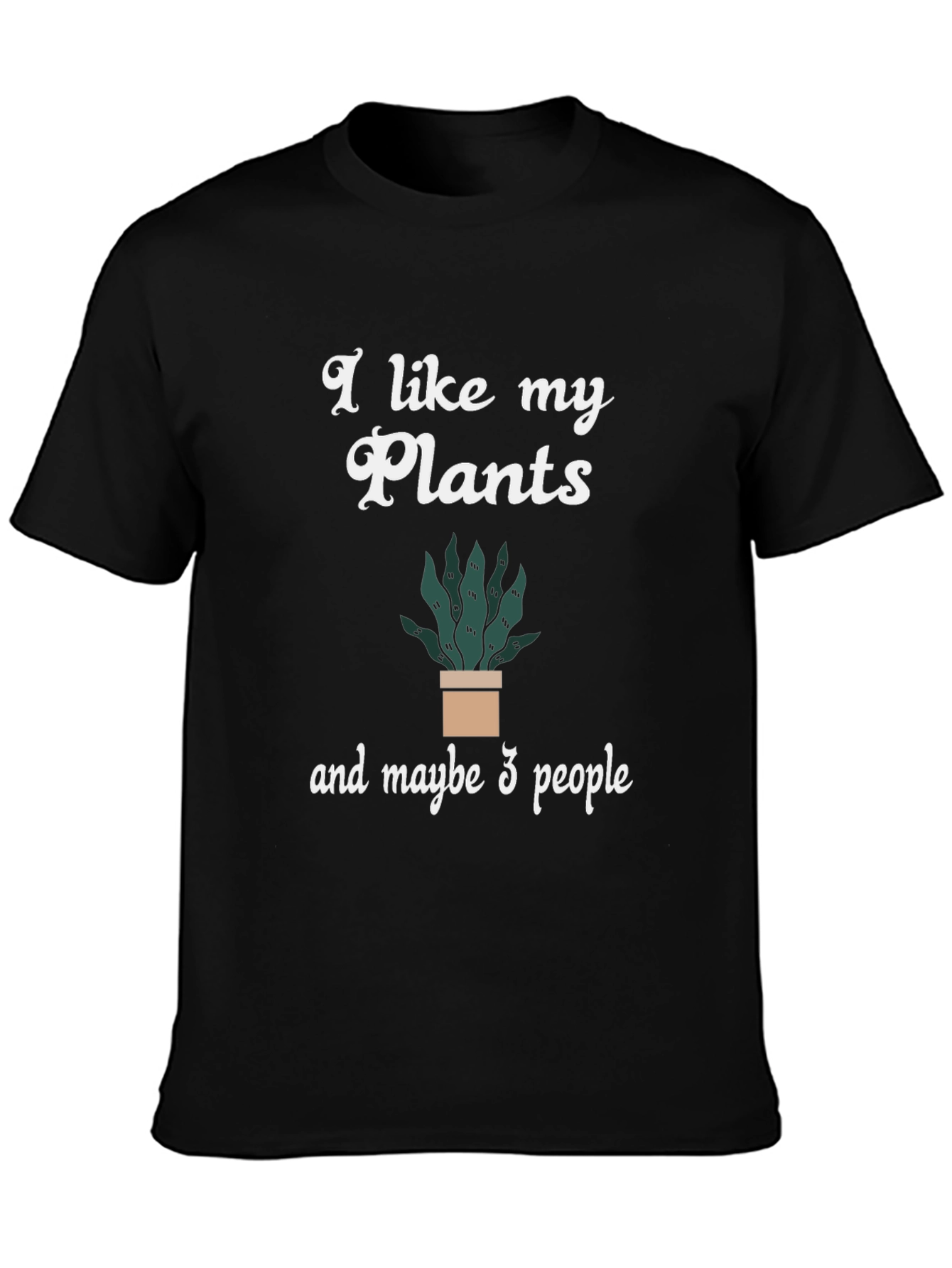 Black I Like My Plants & Maybe 3 People Graphic Tee view 3