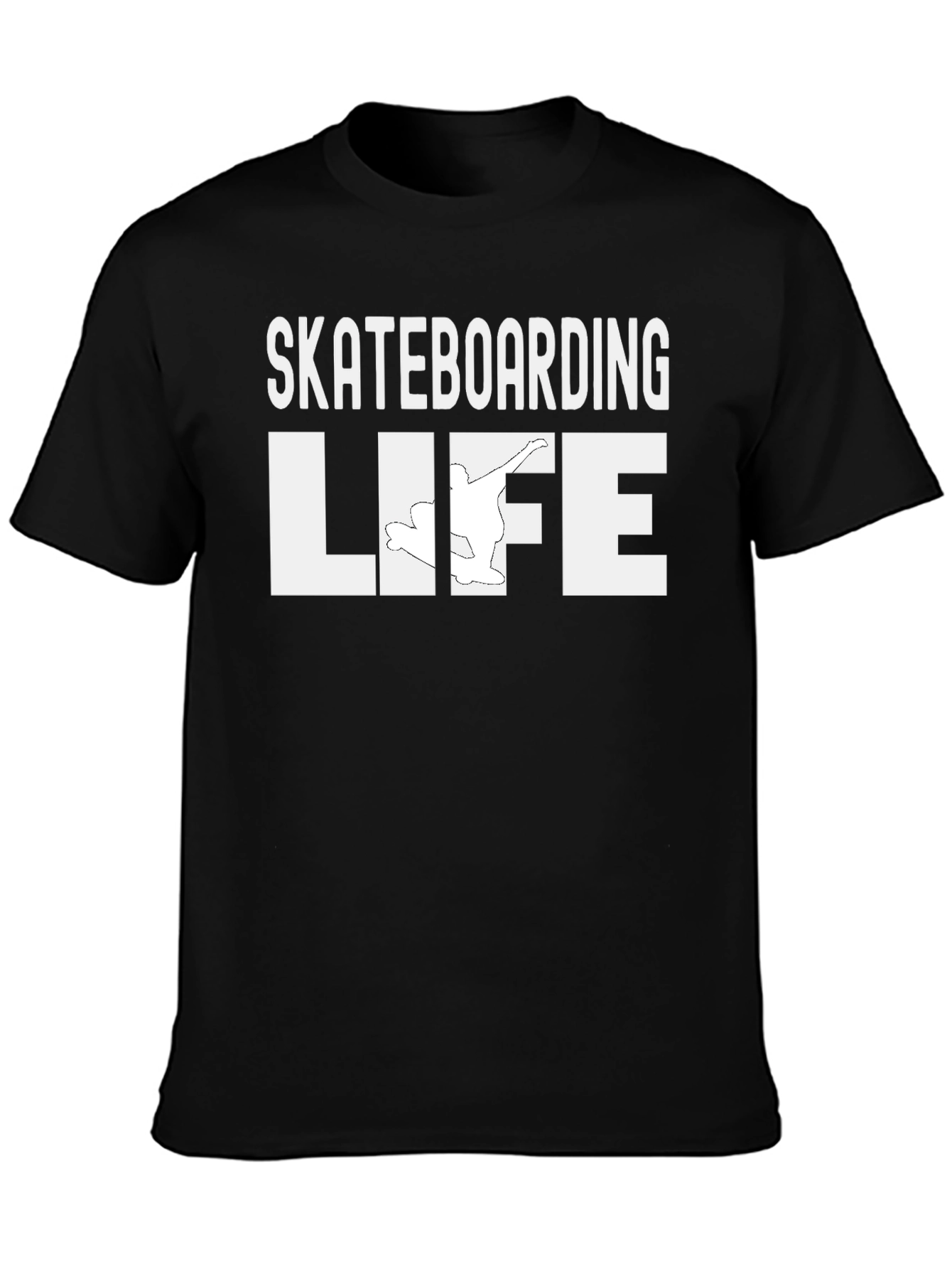 Black Skateboarding Life Graphic Tee - Black Cotton Casual Shirt view 3