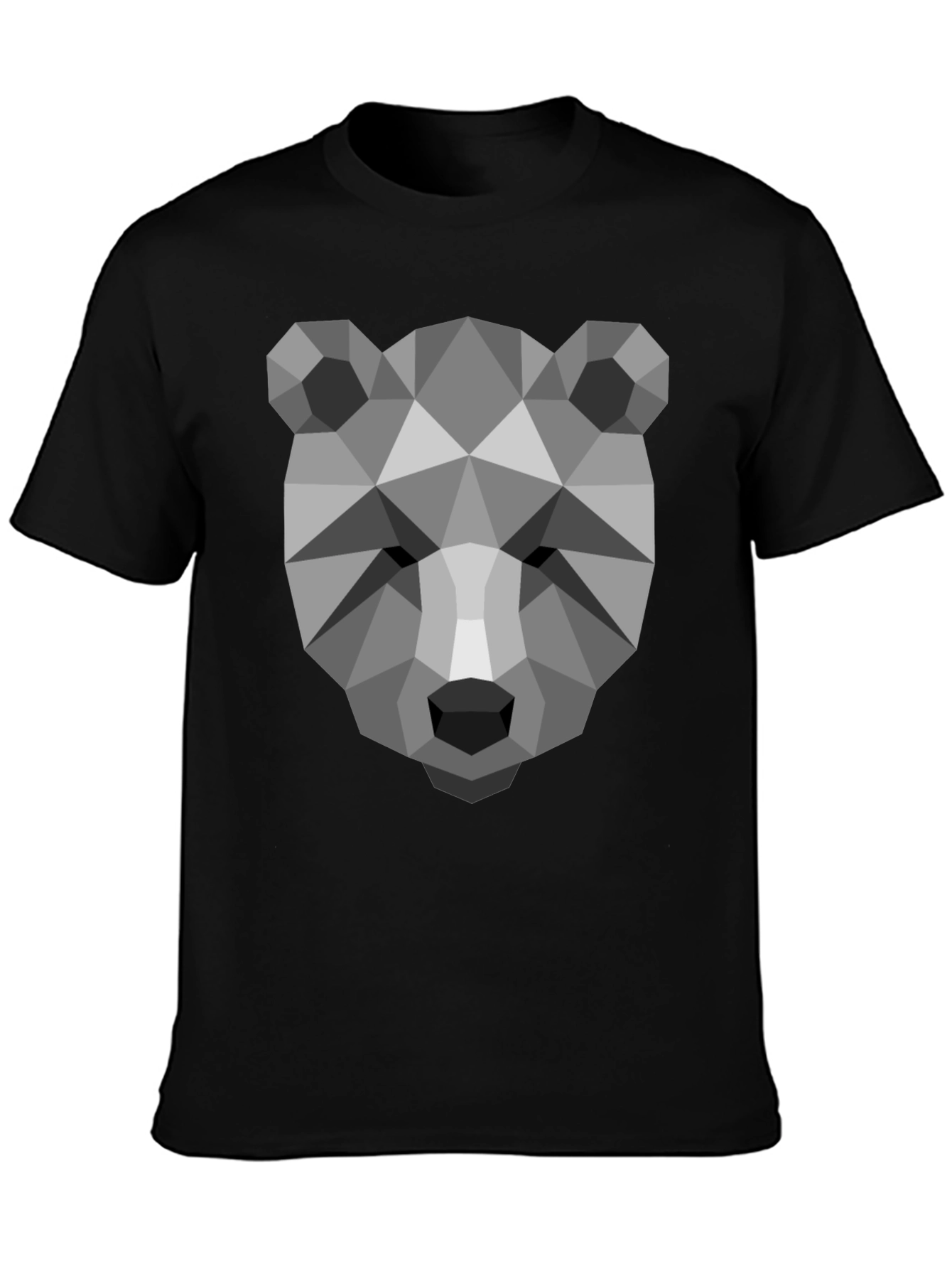 Black Geometric Bear Head T-Shirt - Modern Graphic Tee view 3