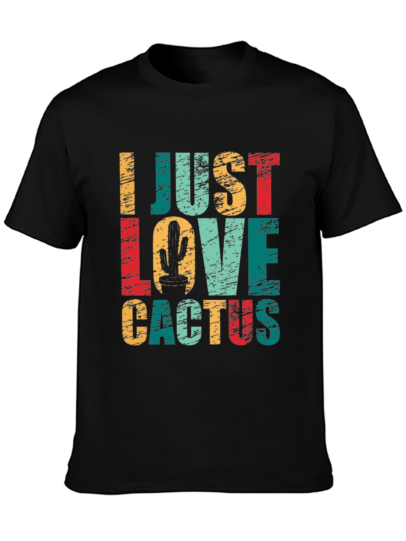 Black I Just Love Cactus Graphic T-Shirt - Unisex Cotton Tee view 3