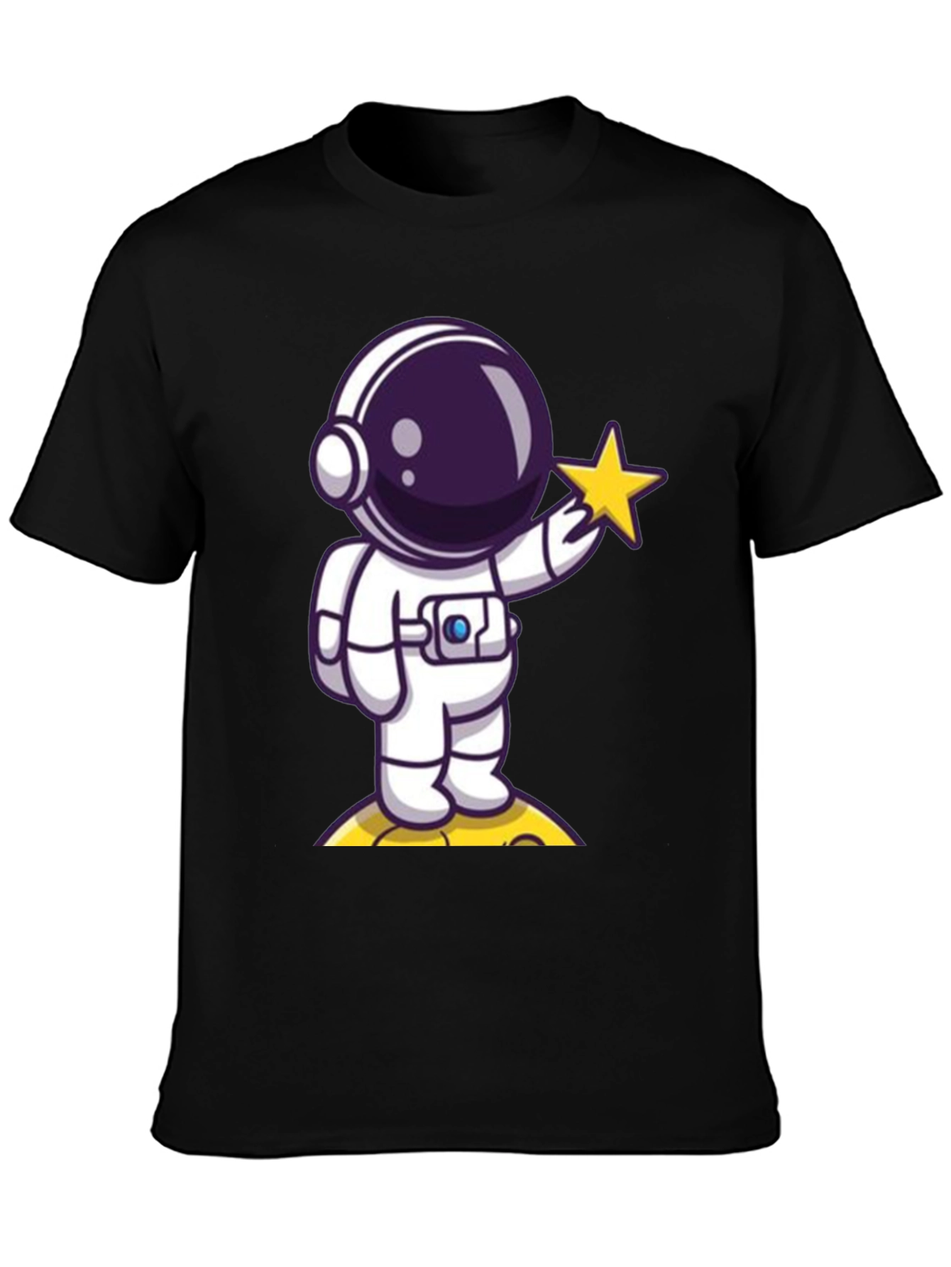 Black Astronaut Holding Star Graphic T-Shirt view 3