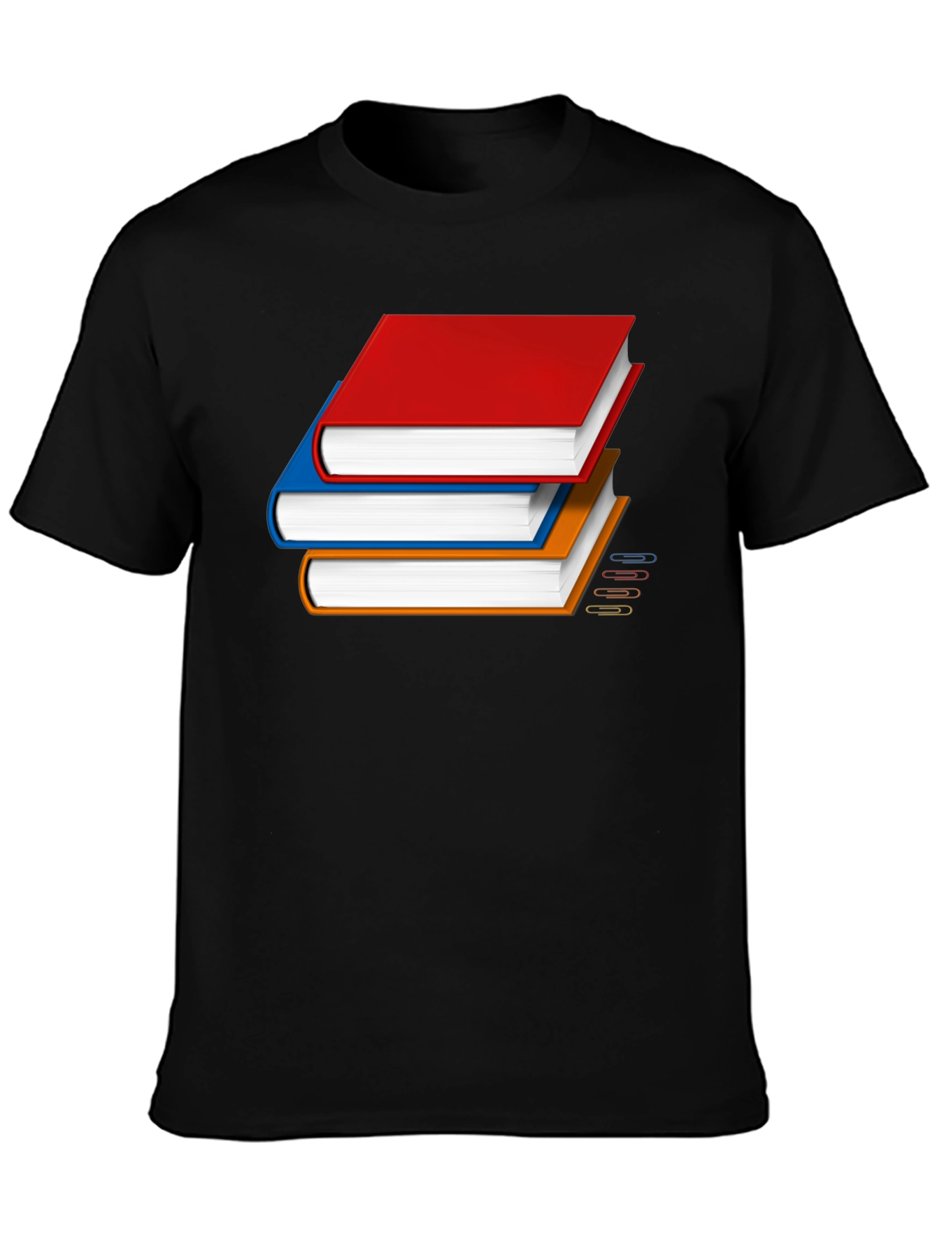 Black Book Stack Graphic T-Shirt - Novelty Reader Tee view 3