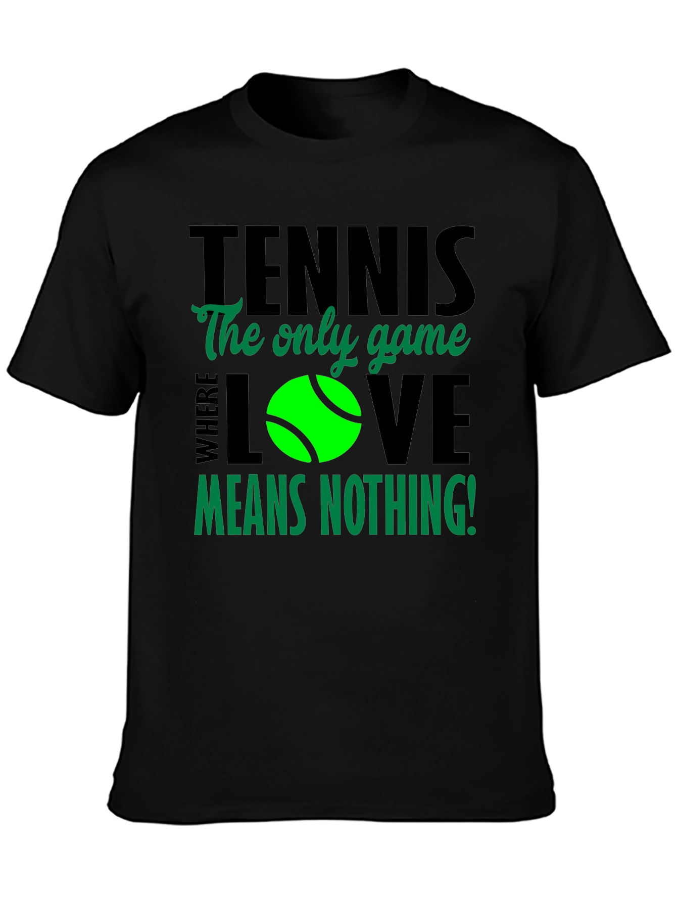 Black Tennis Love Means Nothing T-Shirt view 3
