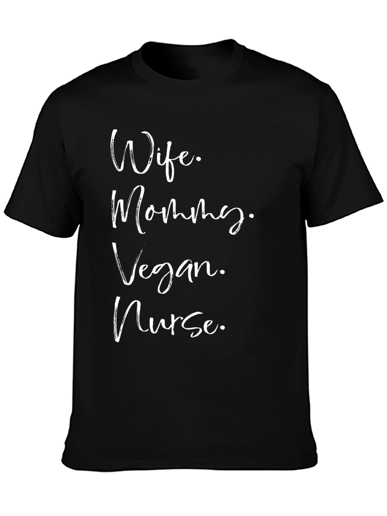 Black Wife Mommy Vegan Nurse T-Shirt - Black view 3