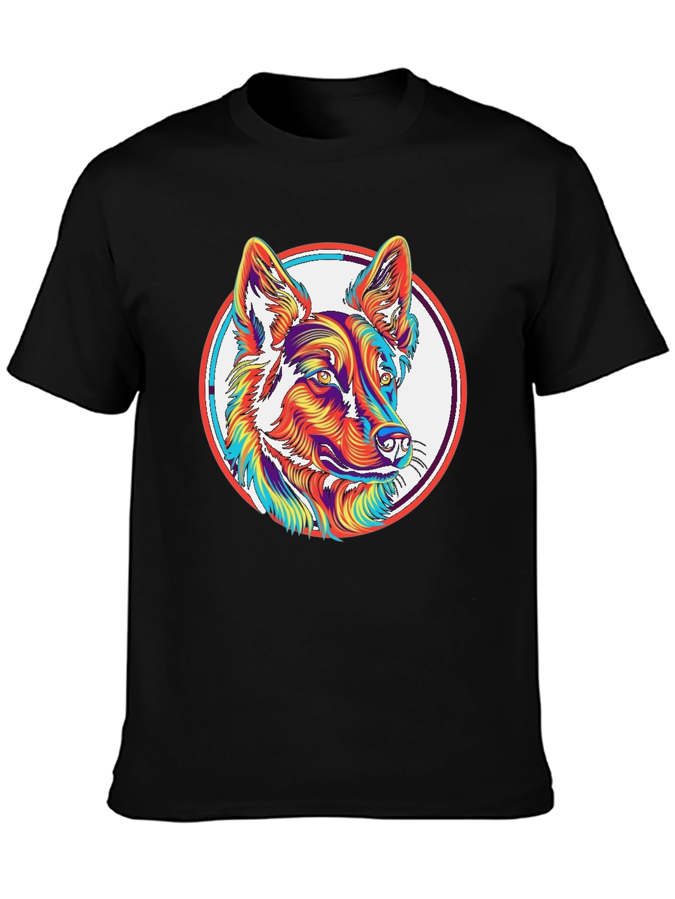 Black Psychedelic Dog Graphic T-Shirt view 3