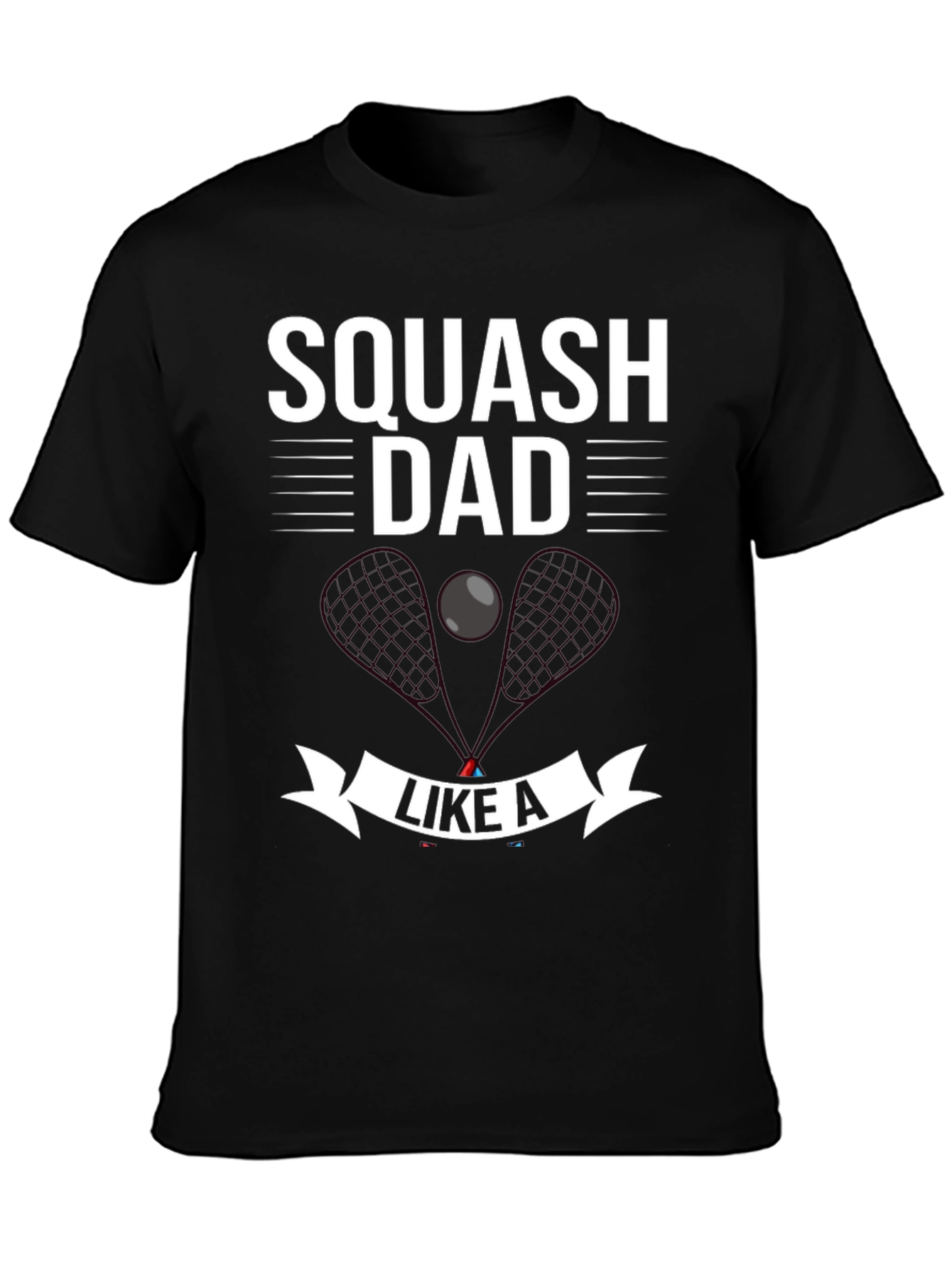 Black Squash Dad Graphic T-Shirt for Squash Lovers view 3
