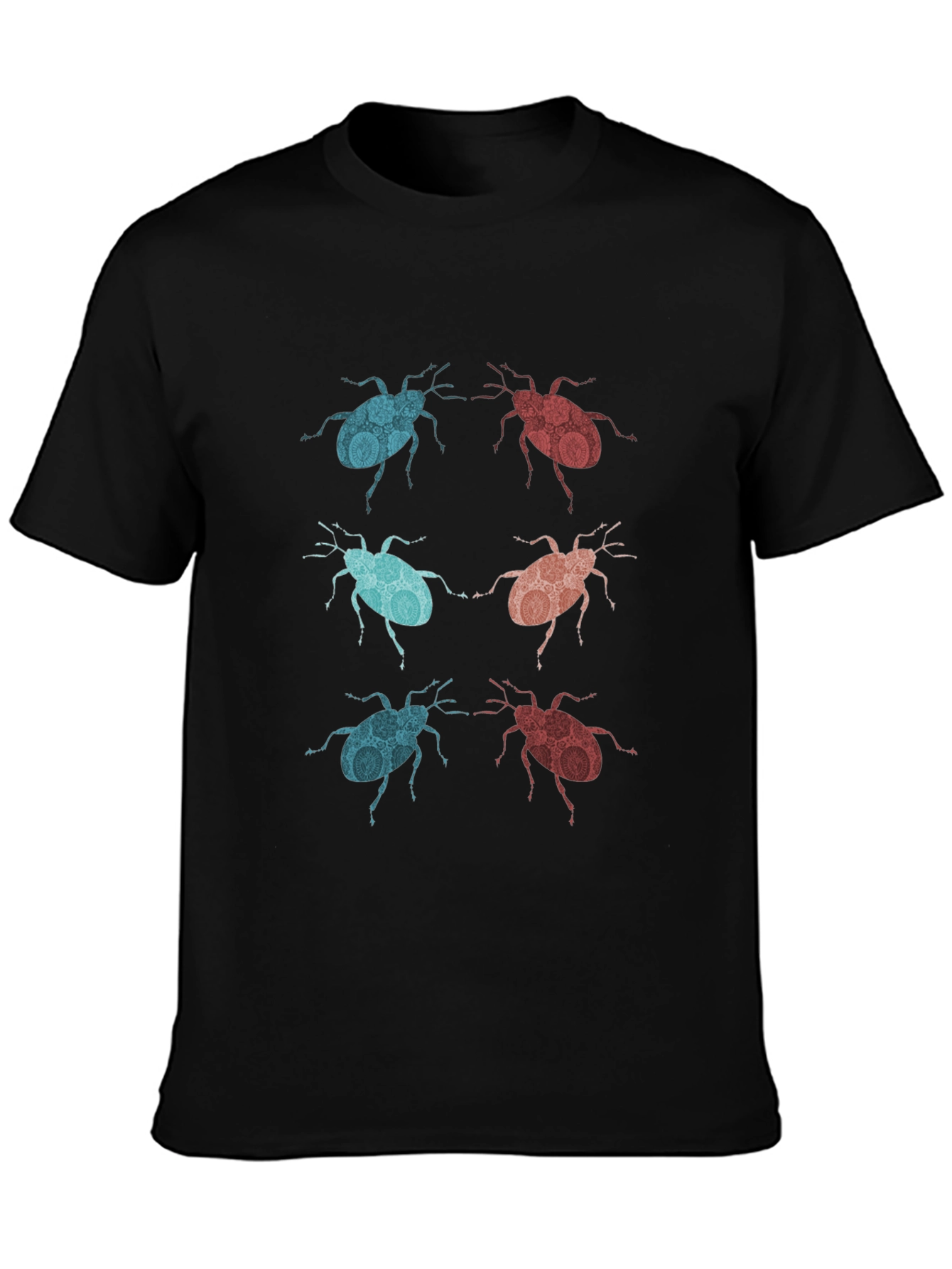 Black Graphic Beetle Print Black T-Shirt view 3