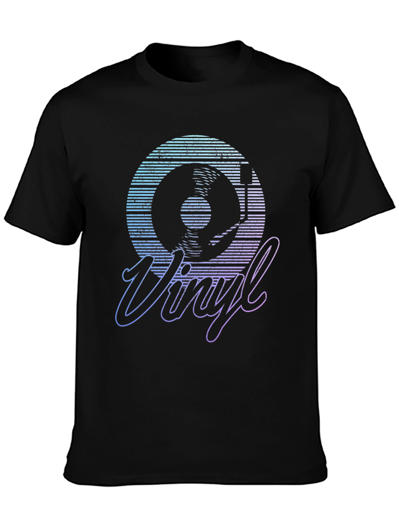 Black Retro Vinyl Record Graphic T-Shirt view 3