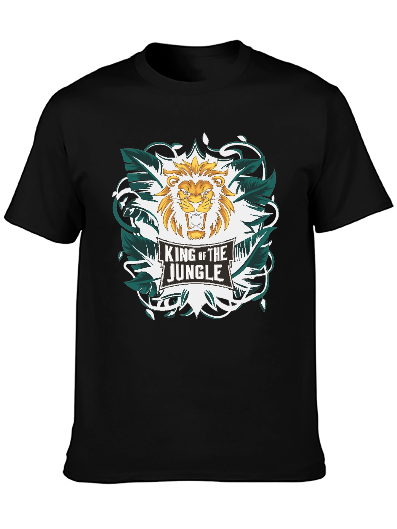 Black King of the Jungle Lion Graphic T-Shirt view 3