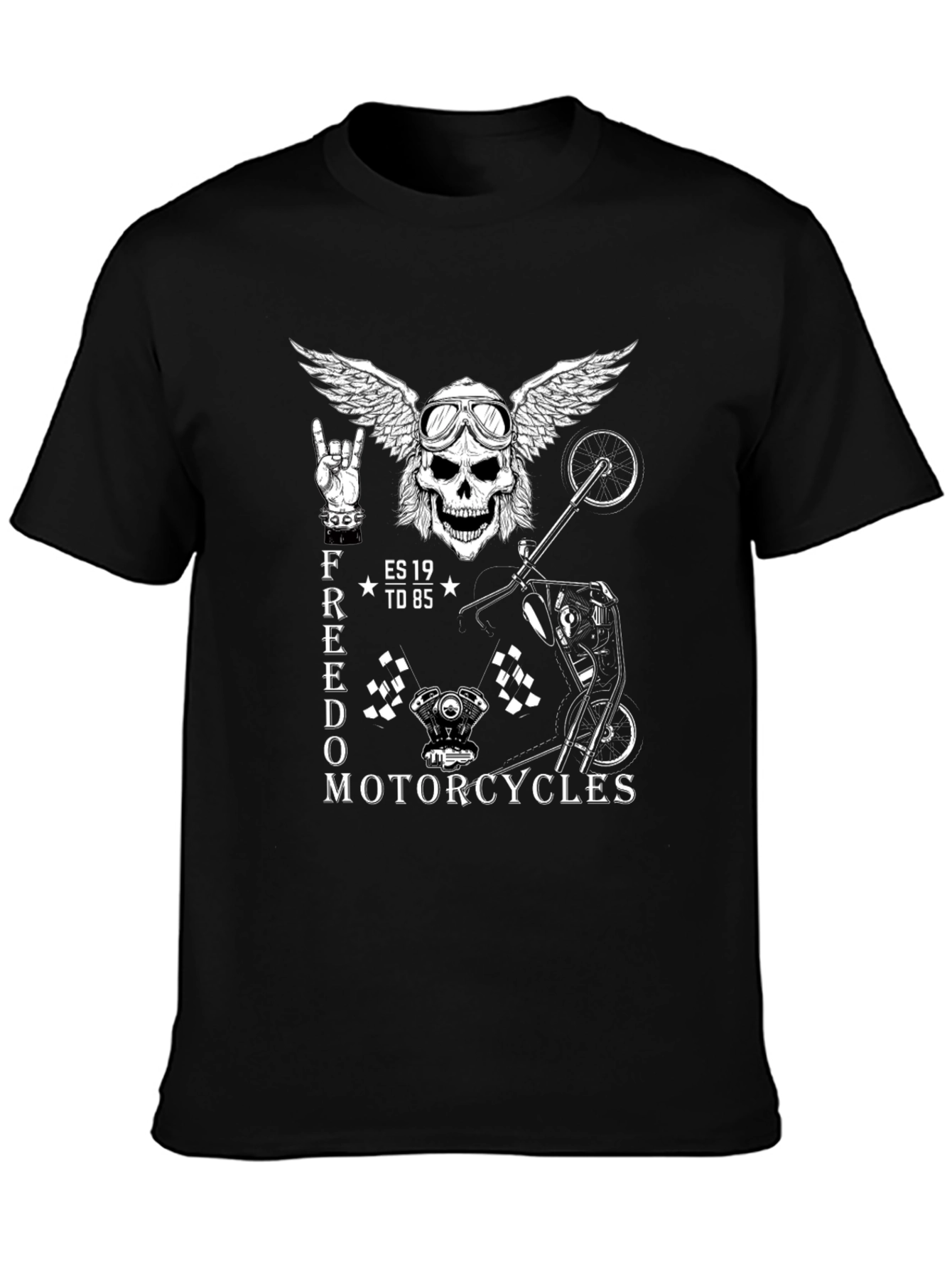 Black Freedom Motorcycles Graphic T-Shirt - Black view 3