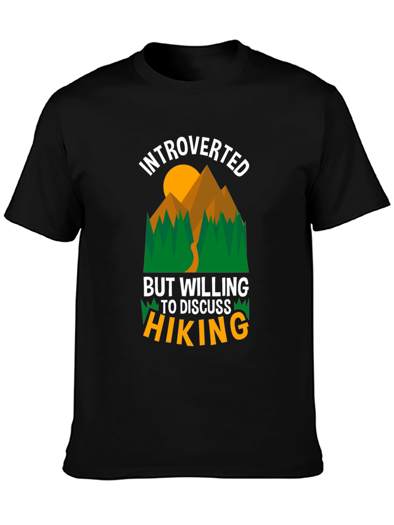 Black Introverted Hiking Graphic T-Shirt view 3