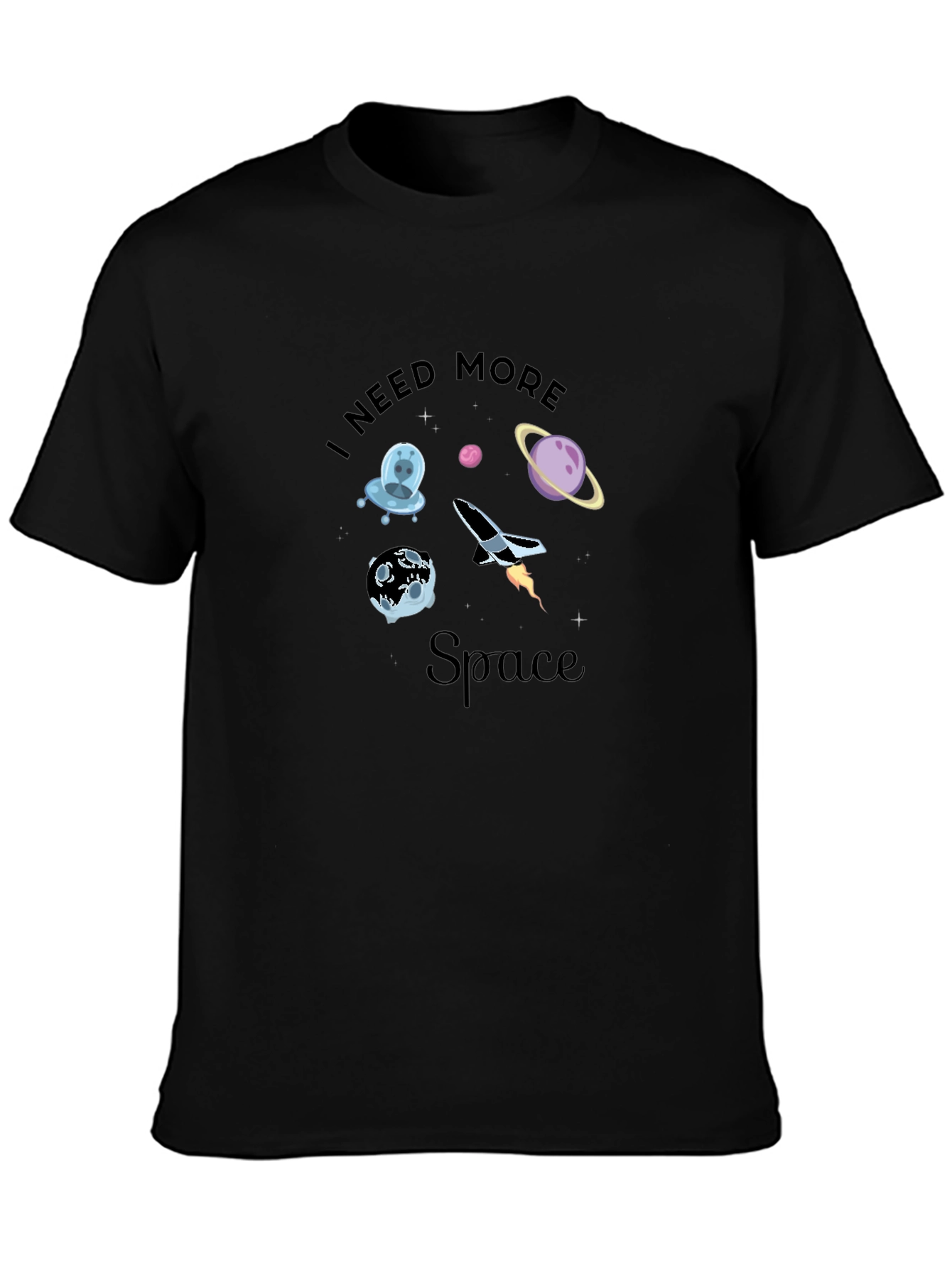 Black I Need More Space Graphic T-Shirt view 3