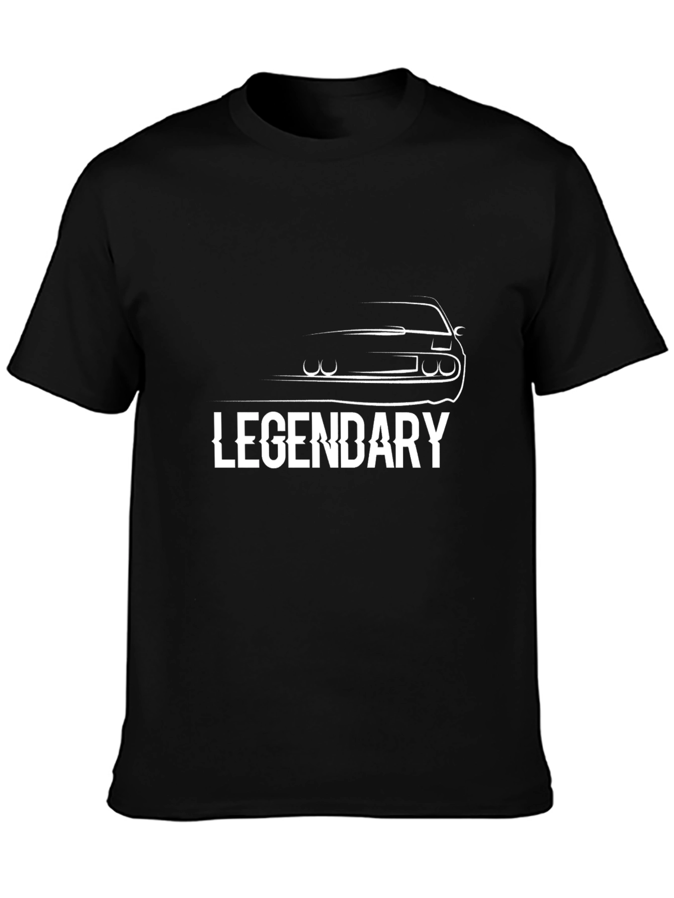 Black Legendary Car Silhouette Black T-Shirt view 3