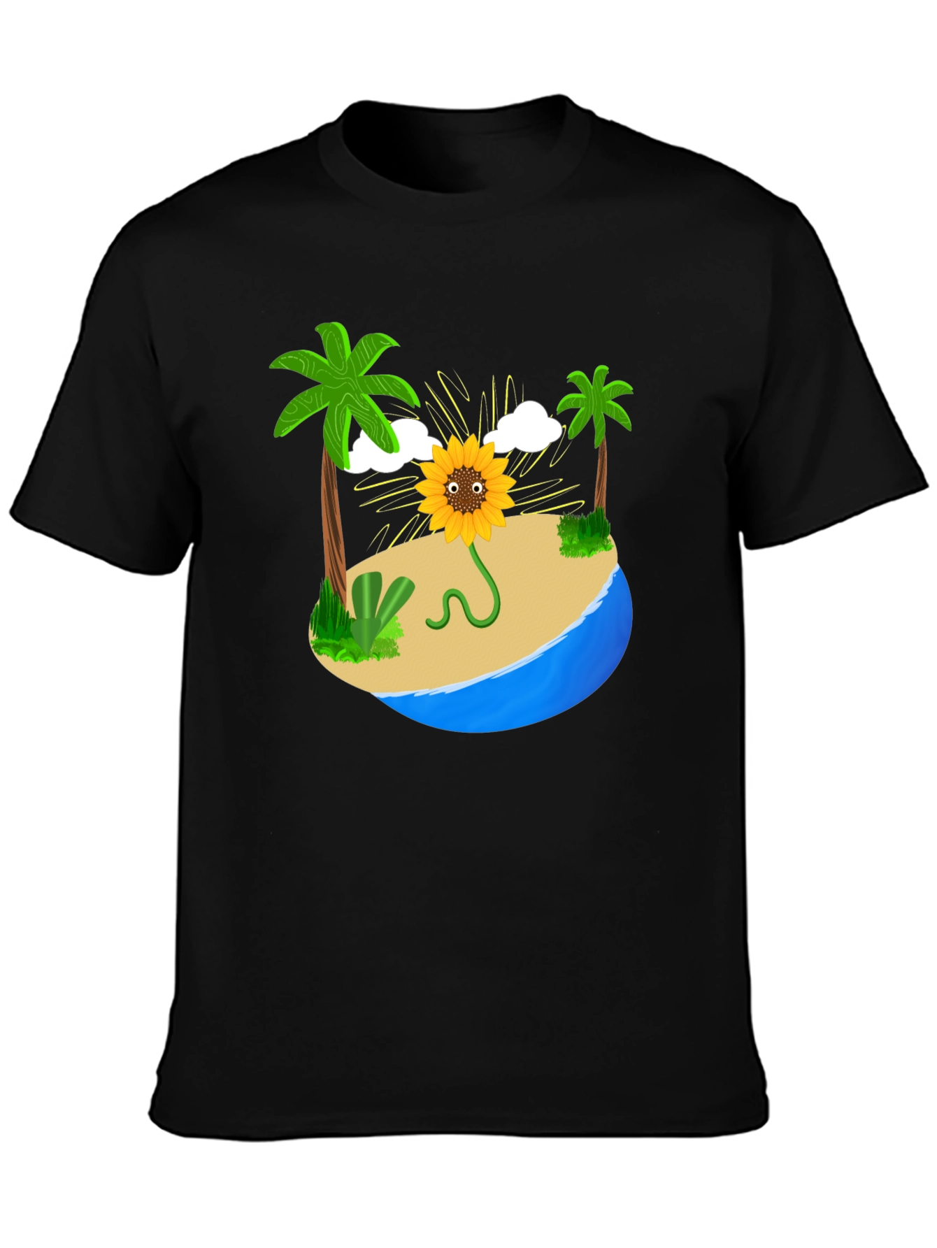 Black Sunflower Island Graphic Tee - Men's Black T-Shirt view 3