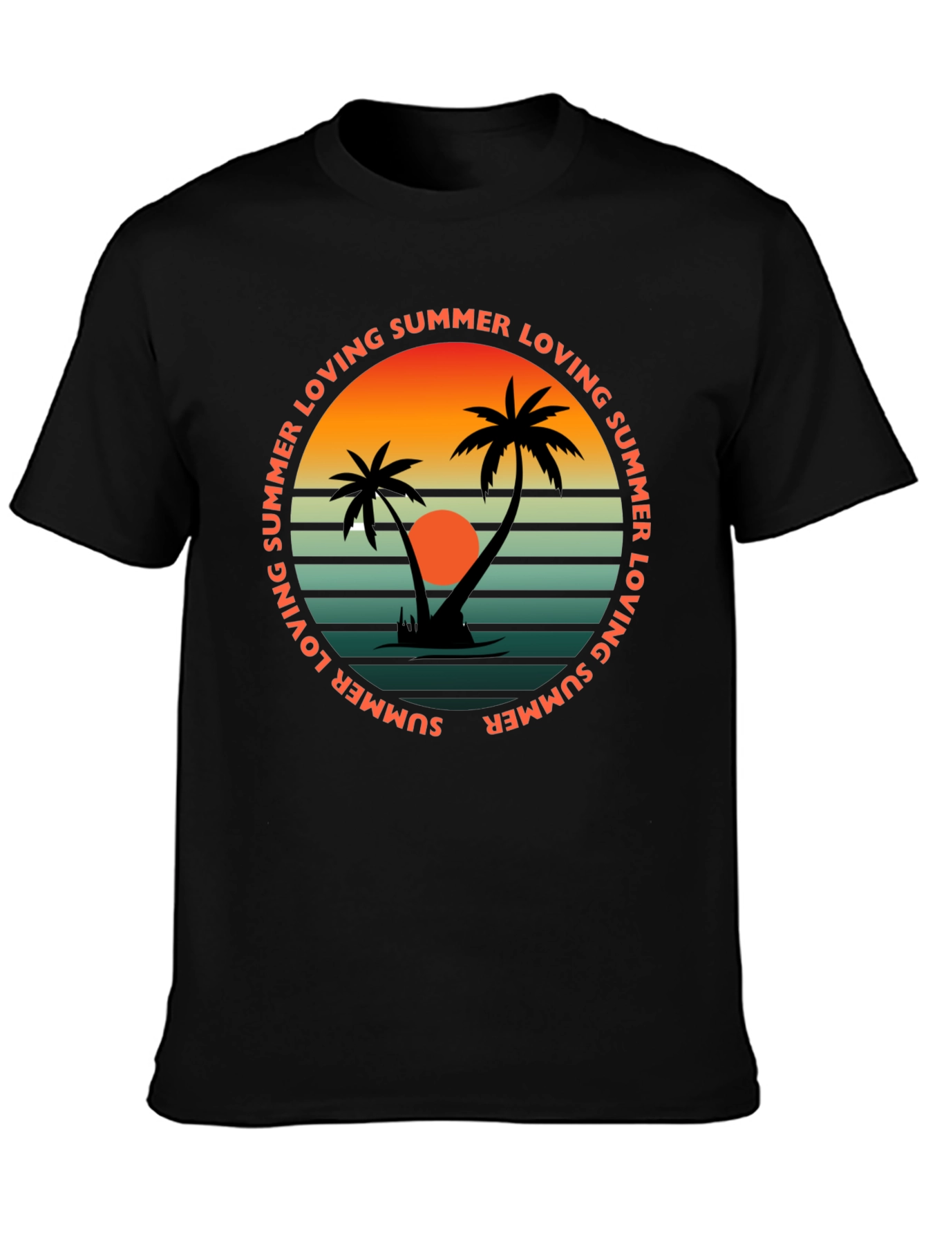 Black Summer Loving Graphic Tee - Retro Beach Vibes view 3