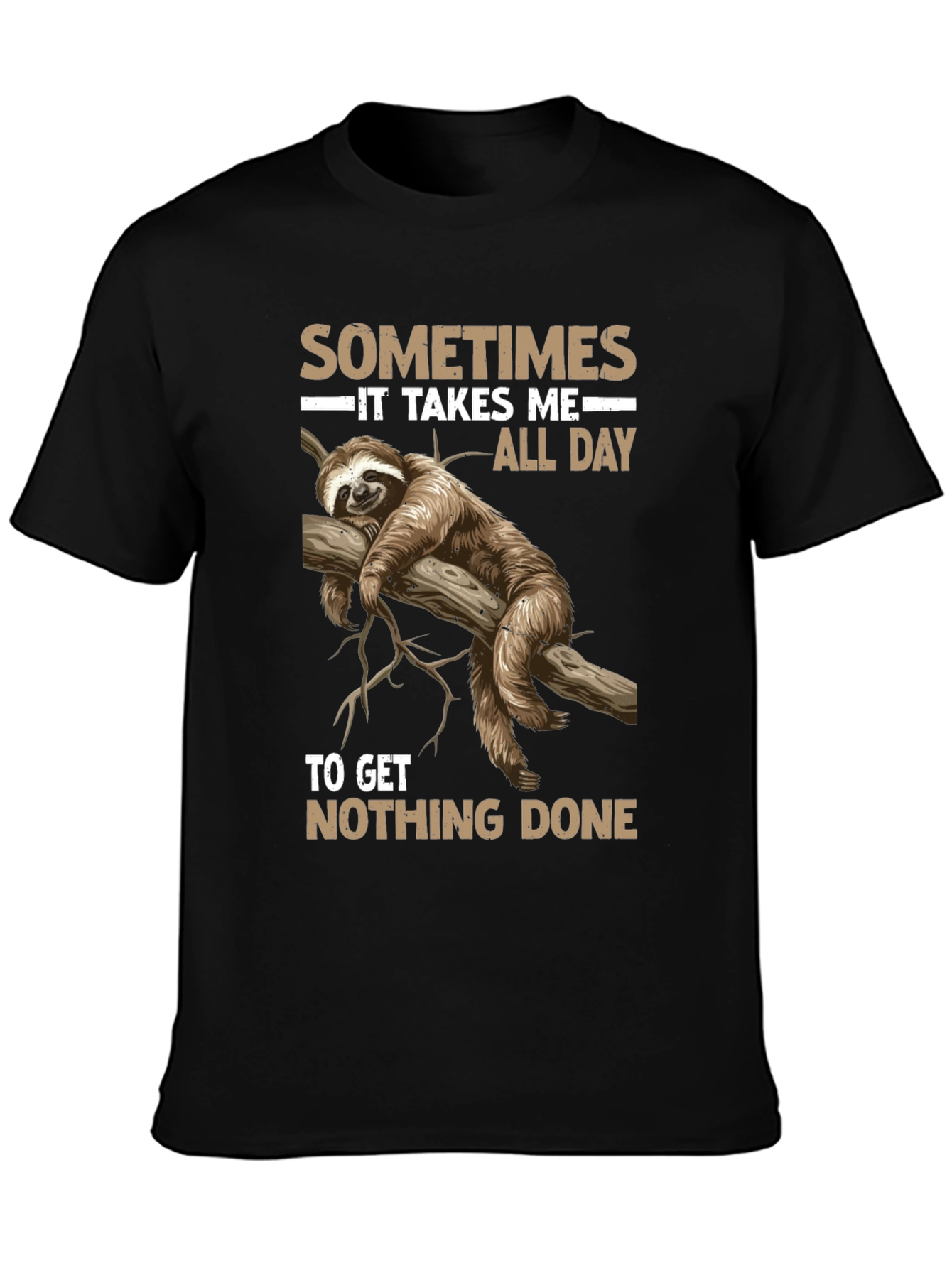 Black Sloth Graphic T-Shirt - Sometimes It Takes Me All Day view 3
