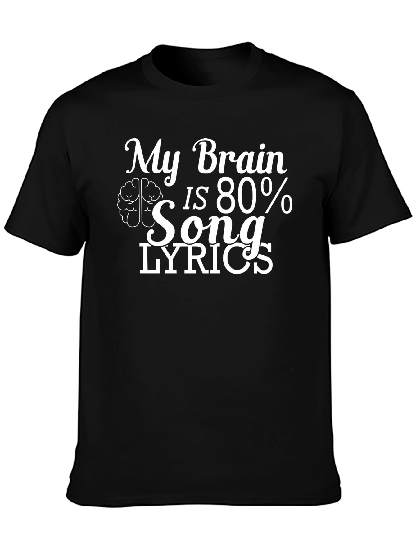 Black Funny Brain Song Lyrics Men's Black T-Shirt view 3