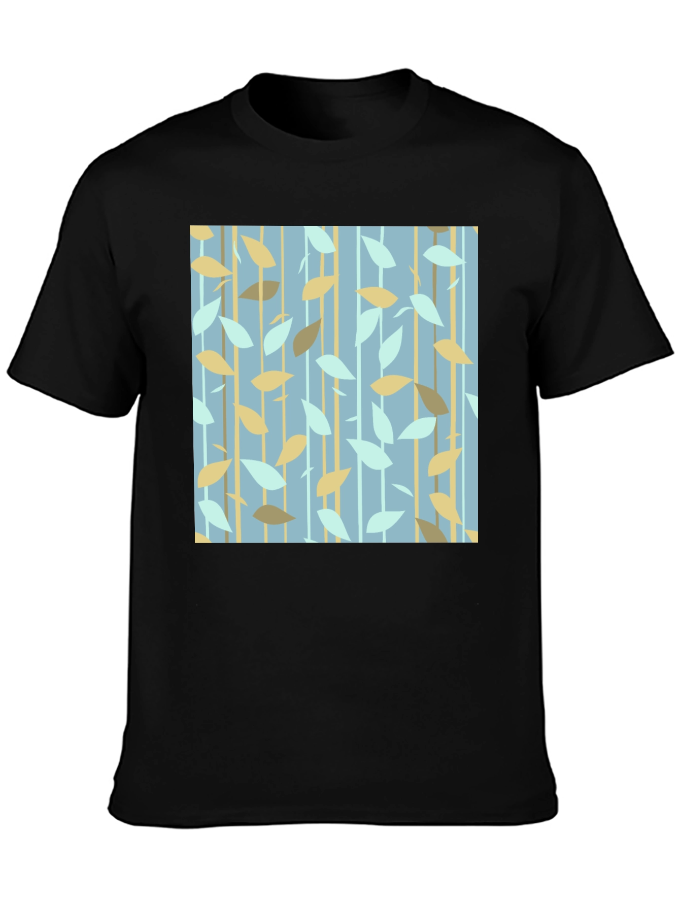 Black Abstract Leaf Print T-Shirt view 3