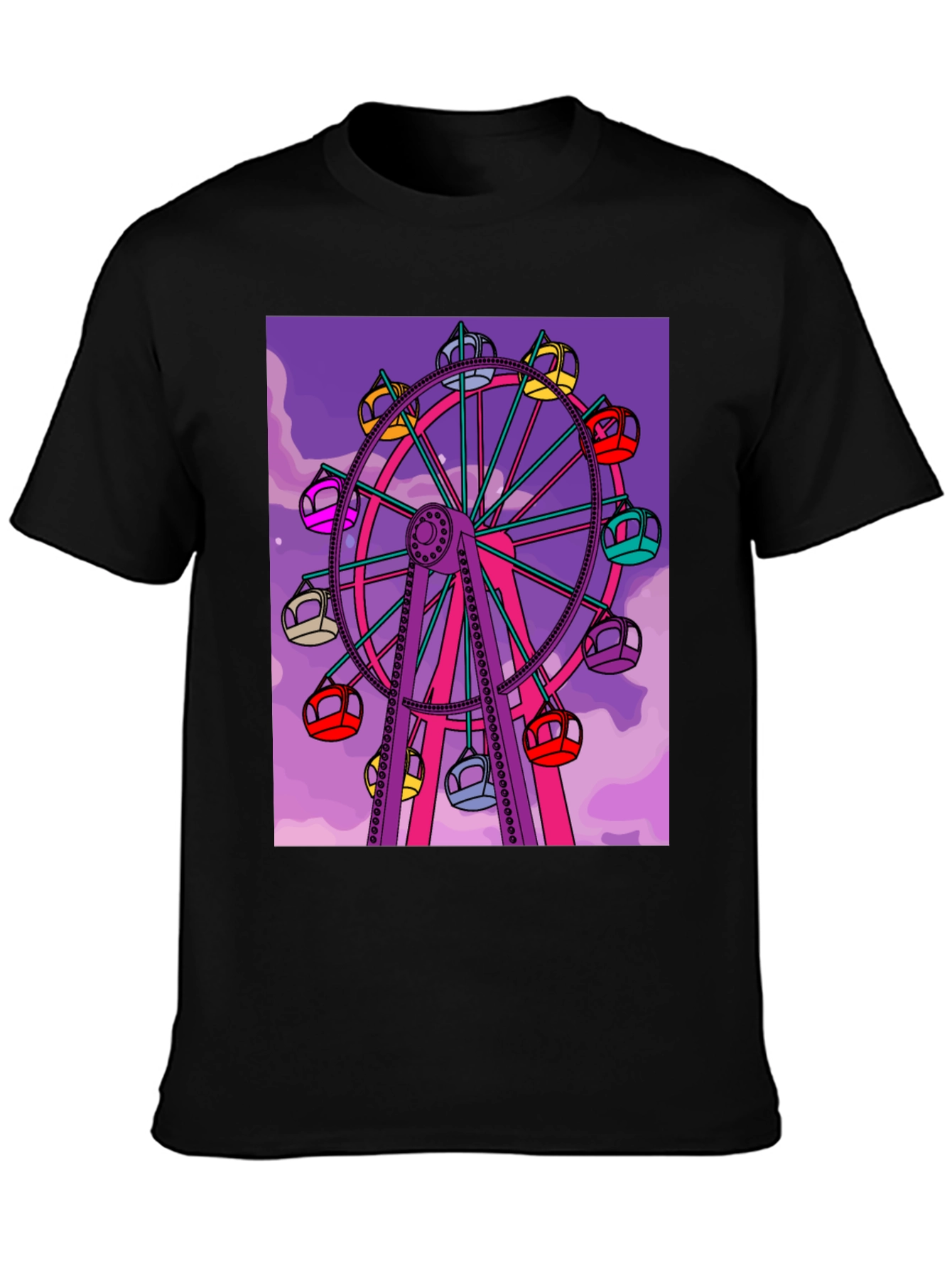 Black Ferris Wheel Graphic Tee - Fun Carnival Shirt view 3
