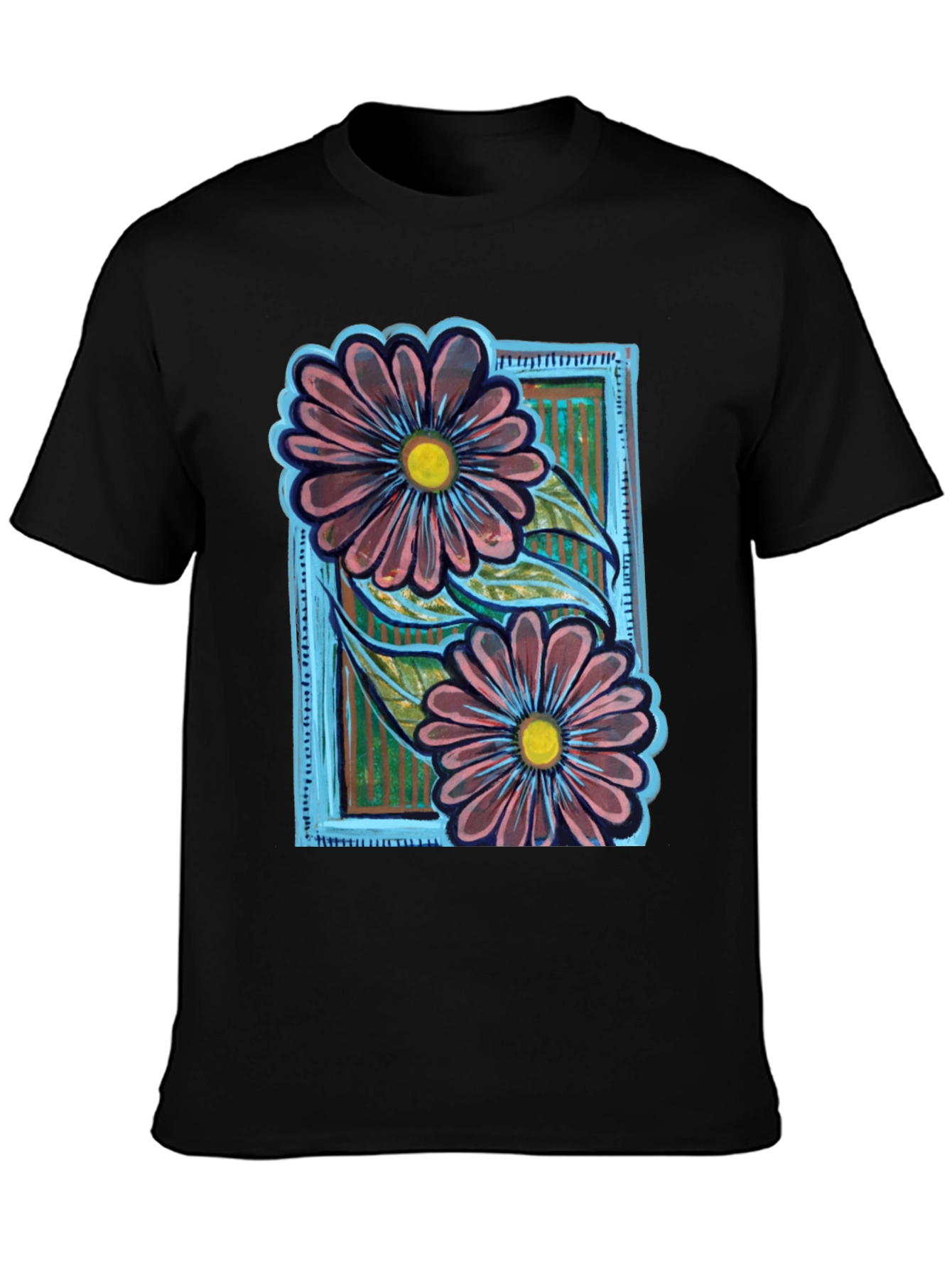 Black Floral Graphic Print T-Shirt view 3