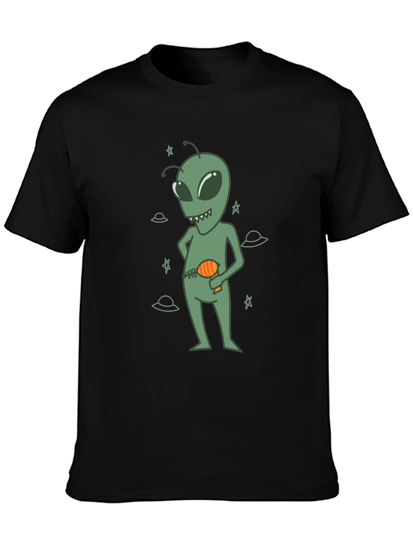 Black Alien Graphic Black T-Shirt for Casual Wear view 3