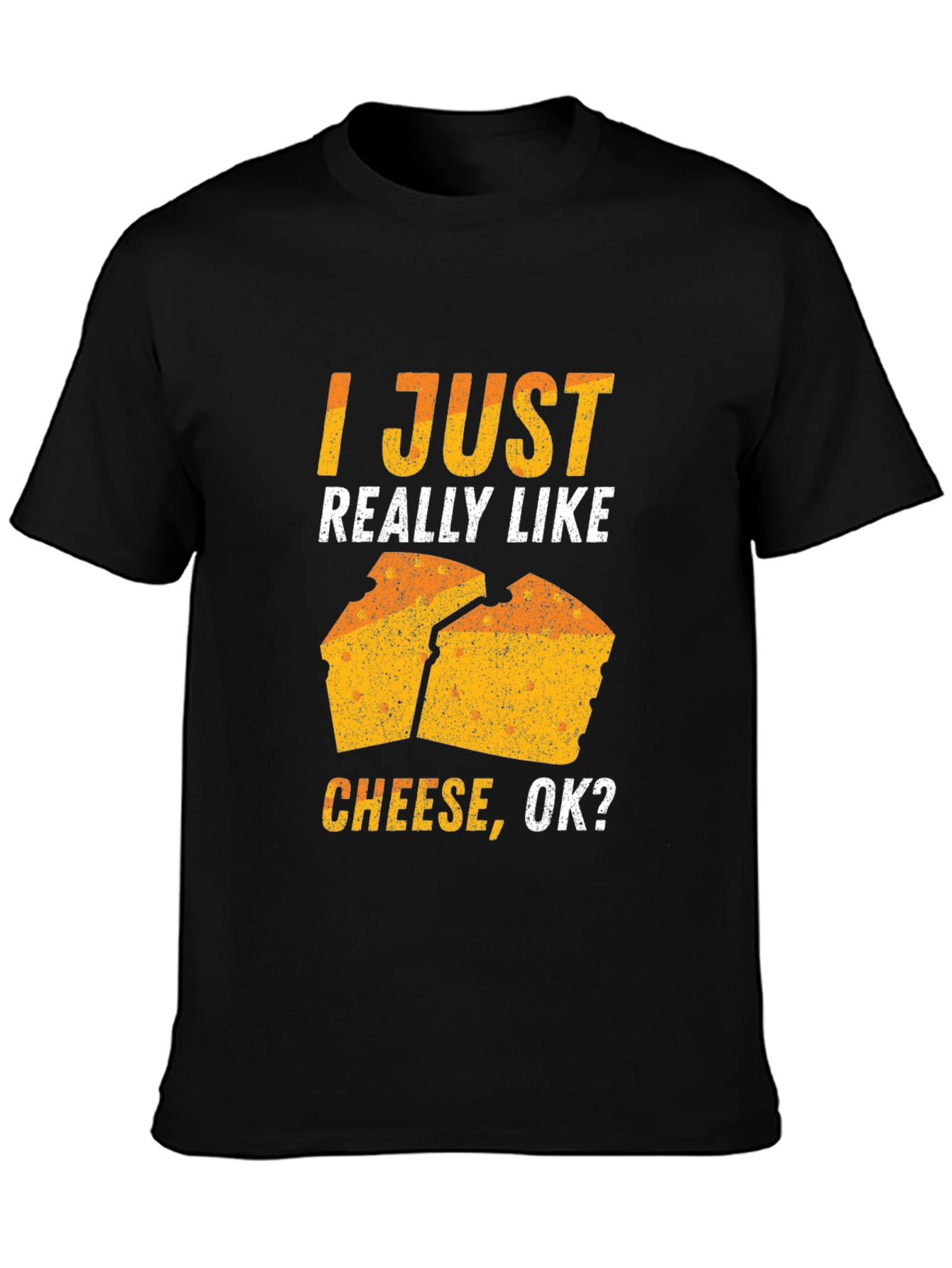 Black Funny Cheese Lover T-Shirt - I Just Really Like Cheese view 3