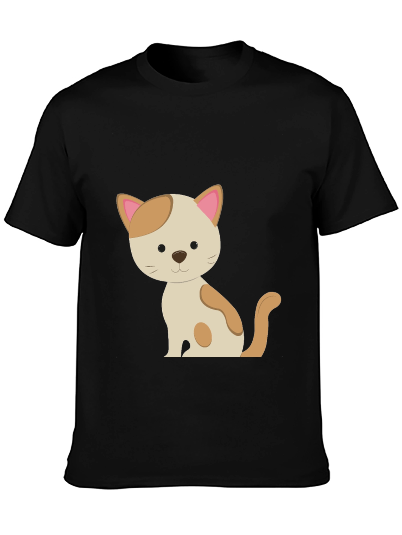 Black Cute Cat Graphic Tee - Unisex Black T-Shirt view 3