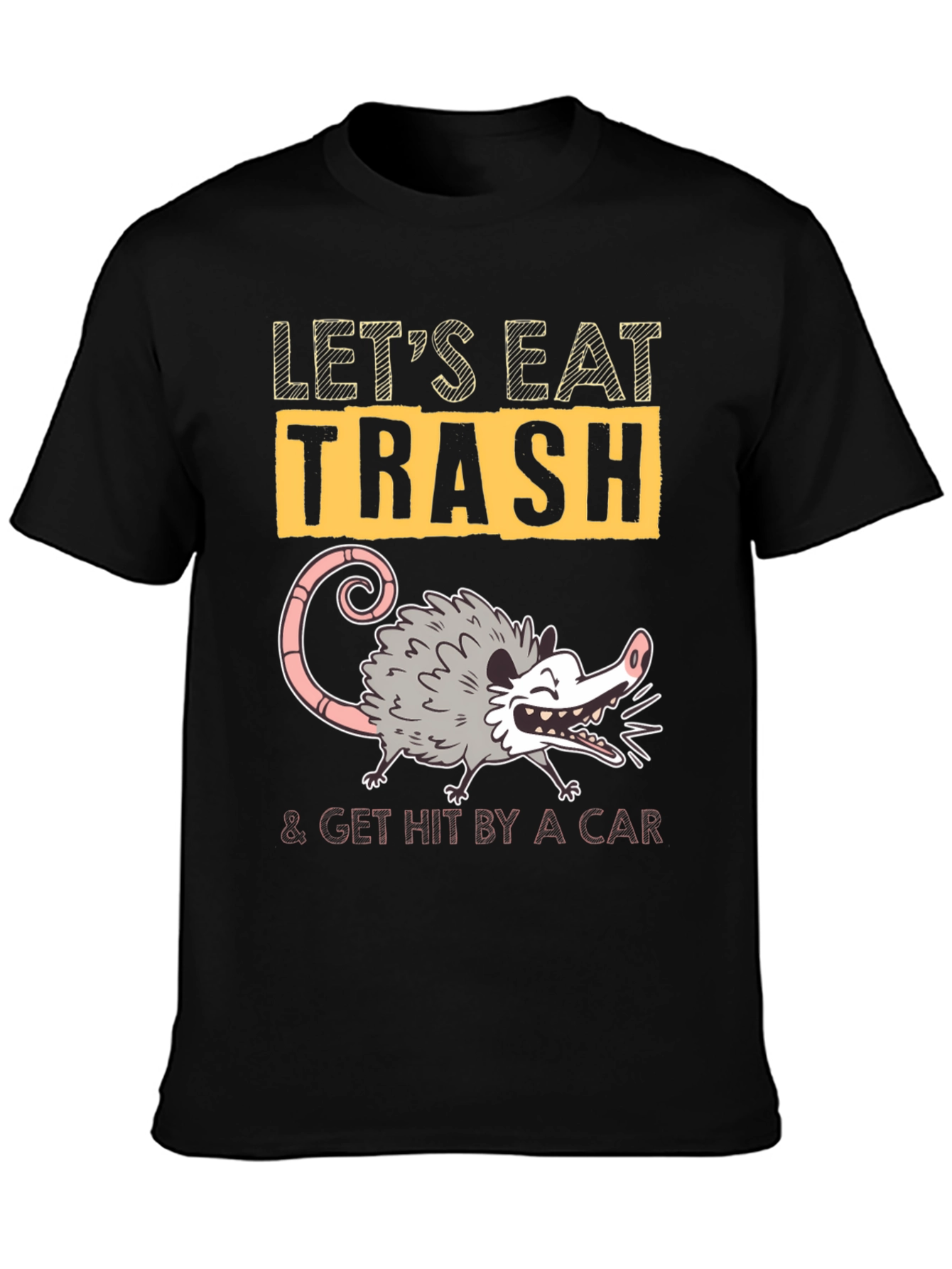 Black Let's Eat Trash Opossum Graphic Tee view 3