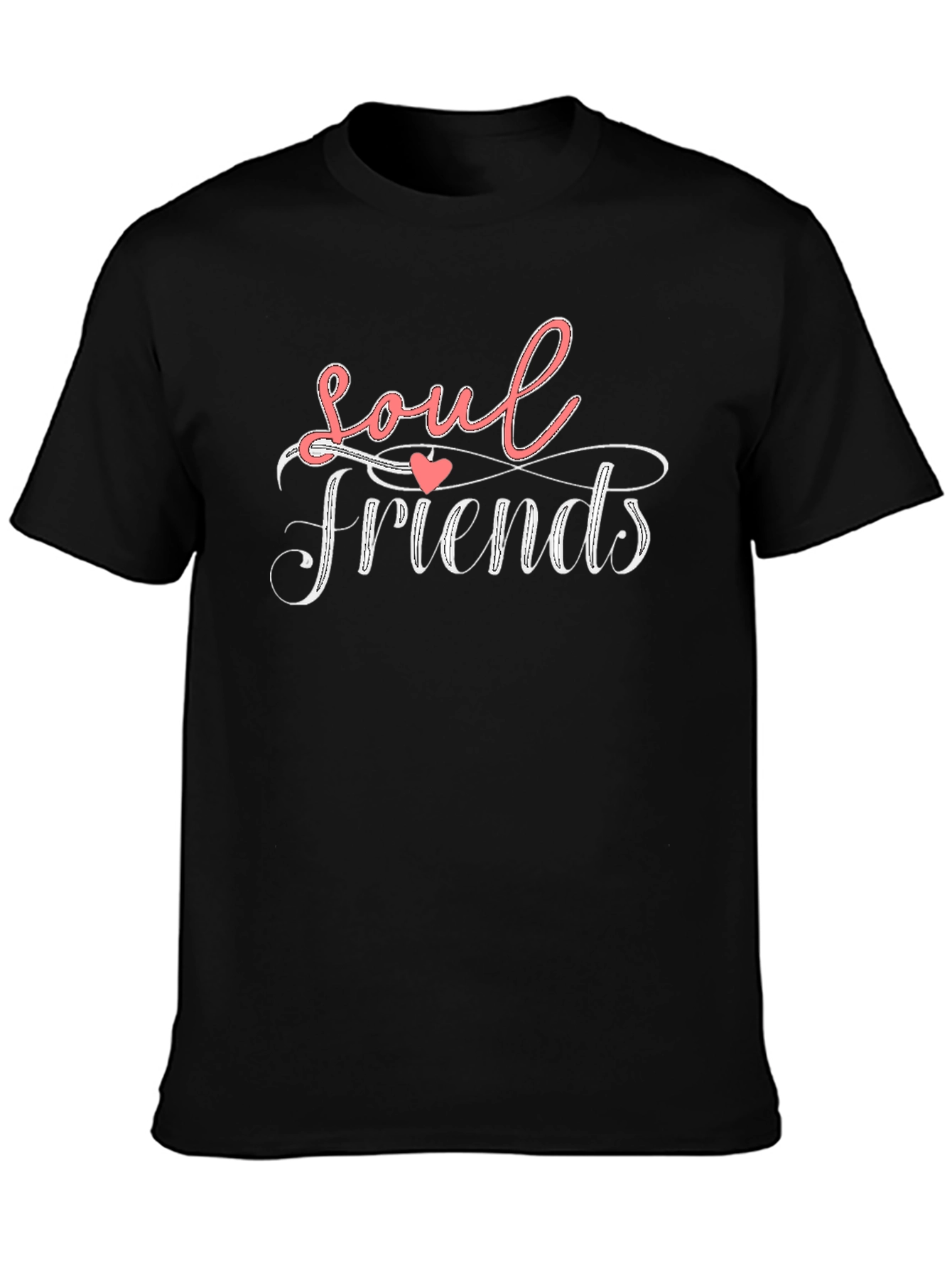 Black Soul Friends Graphic Tee - Heart Accent, Trendy Casual Wear view 3
