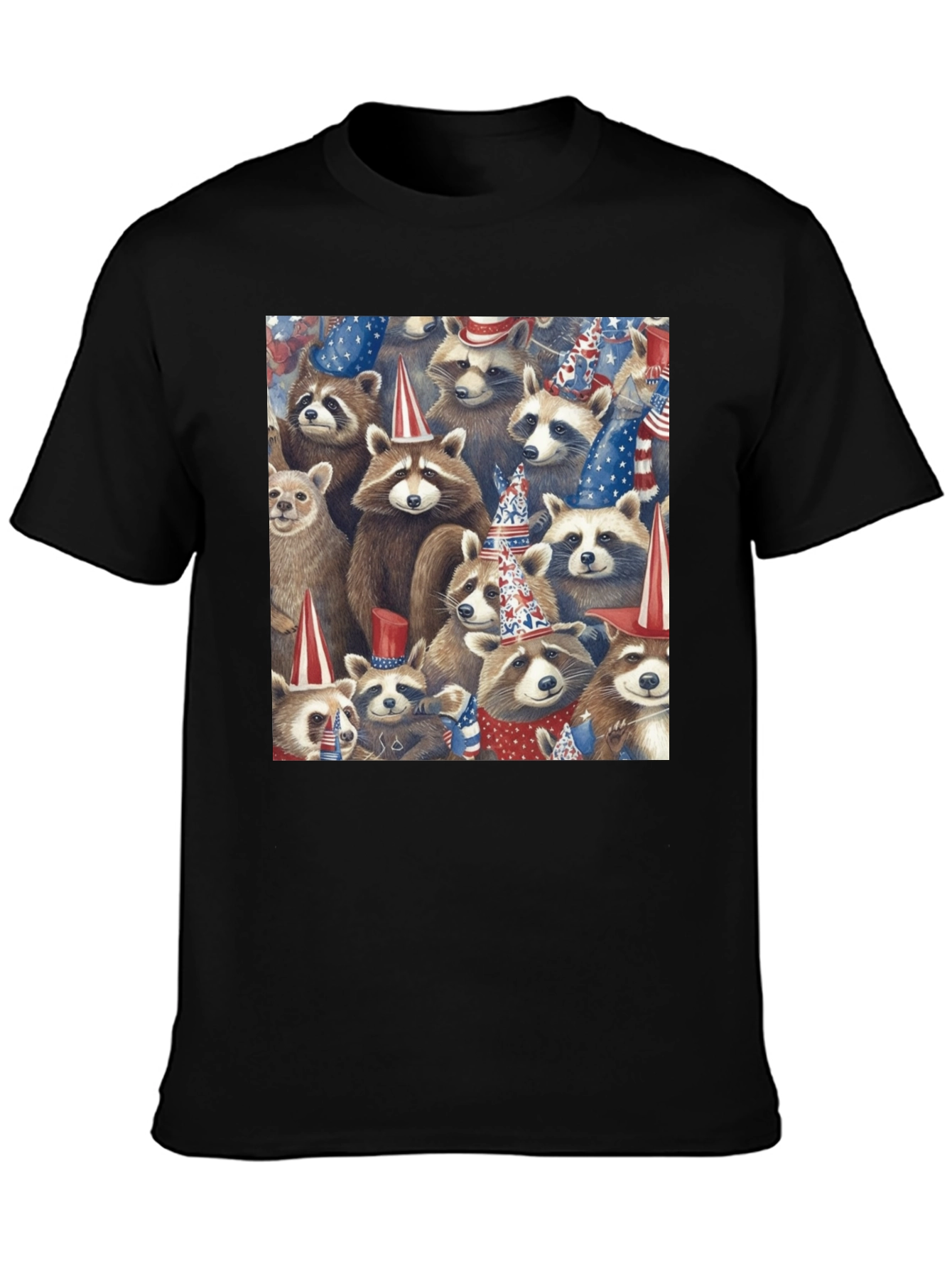 Black Patriotic Raccoon T-Shirt view 3