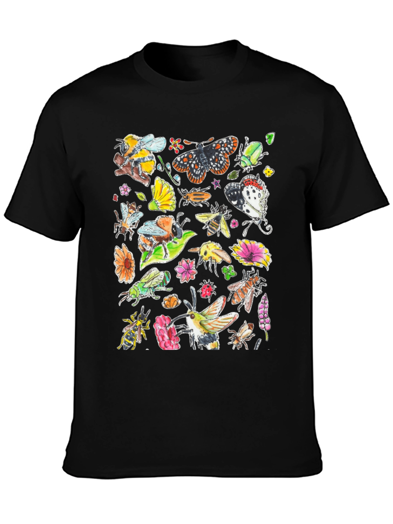 Black Nature Insects Black T-Shirt view 3