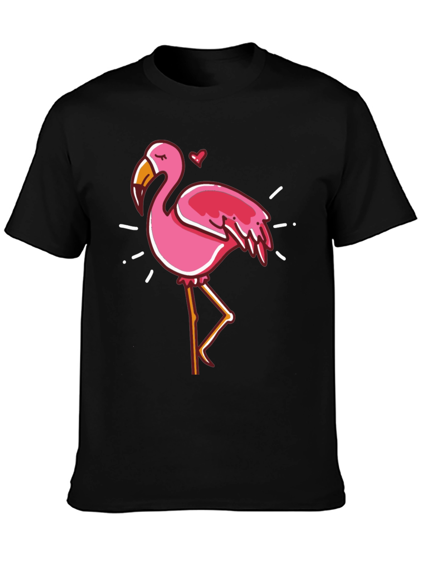 Black Fun Flamingo Graphic Black T-Shirt view 3