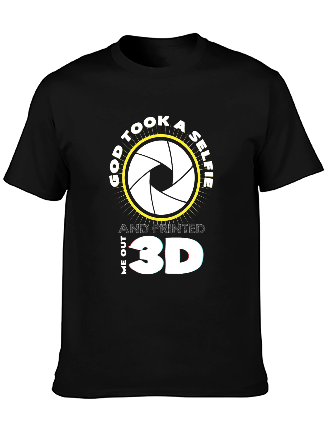 Black God Took a Selfie 3D Printed Black T-Shirt view 3