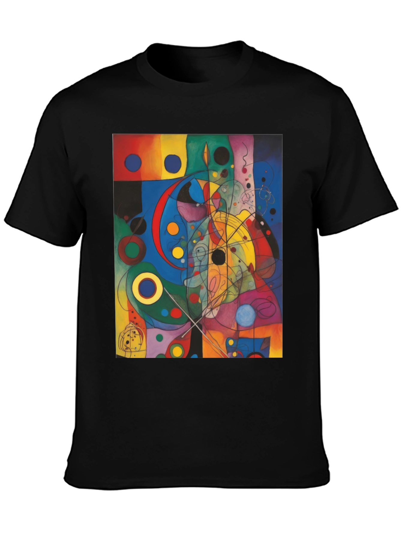 Black Abstract Art Graphic Print Black T-Shirt view 3