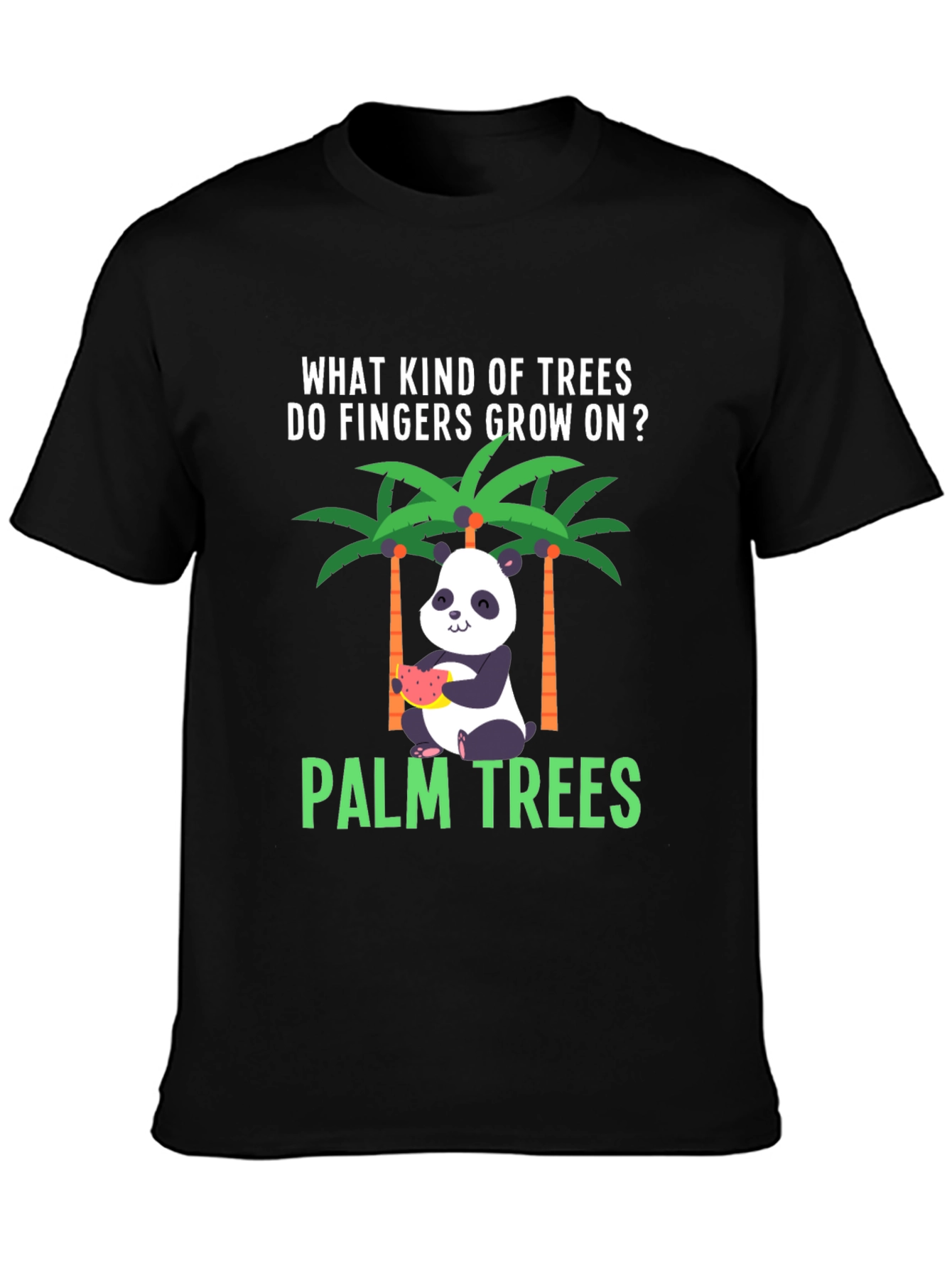 Black Funny Panda Palm Trees T-Shirt view 3