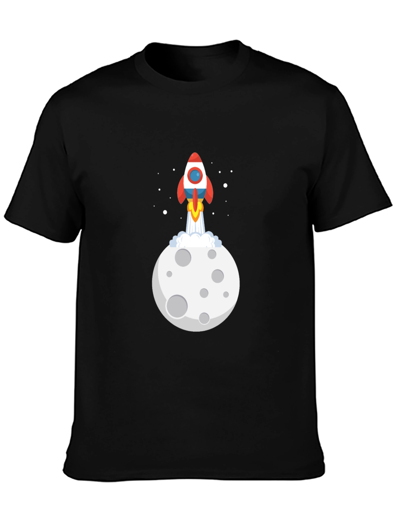 Black Rocket Moon Graphic Black T-Shirt view 3
