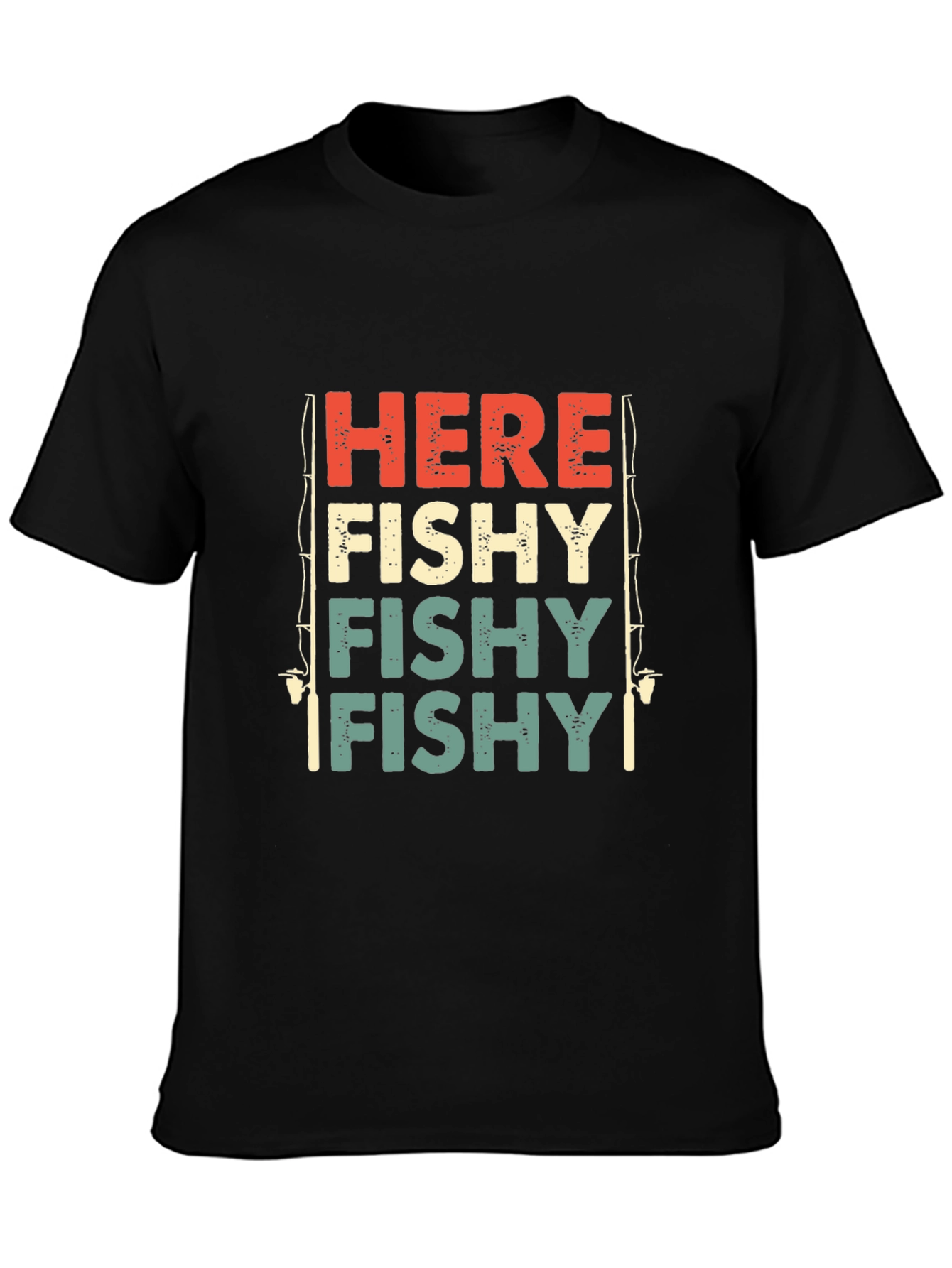 Black Here Fishy Fishy Graphic T-Shirt view 3